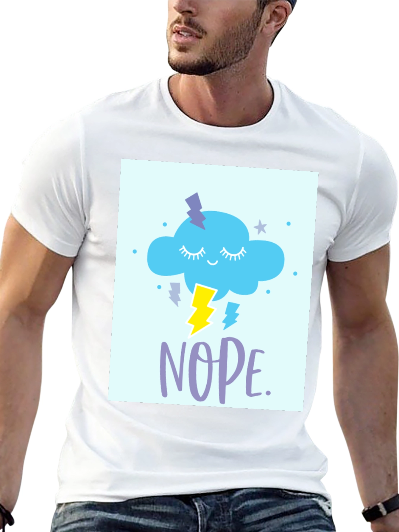 Black Nope Cloud T-Shirt - Weather Humor Tee view 13