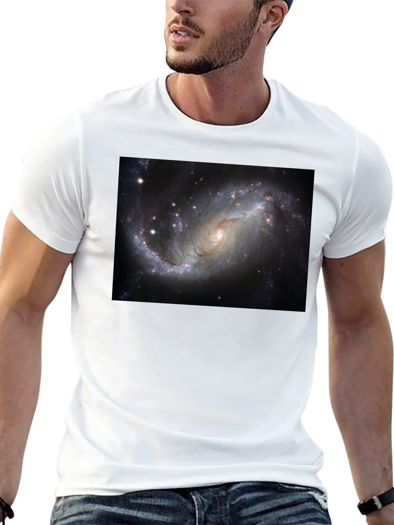 Black Galaxy Print Black T-Shirt - Cosmic Style view 13