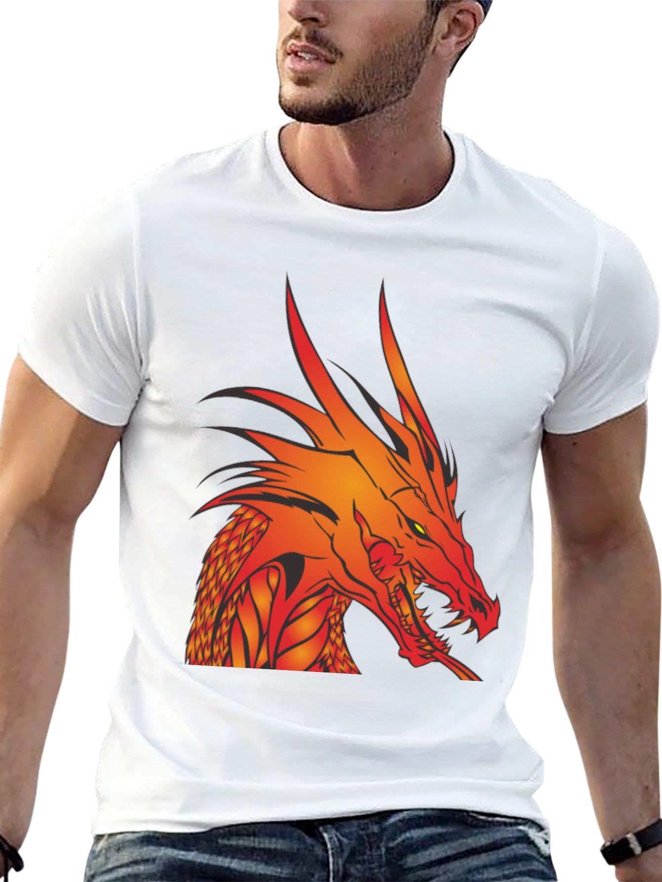 Black Fiery Dragon Graphic T-Shirt - Bold Black Tee view 13