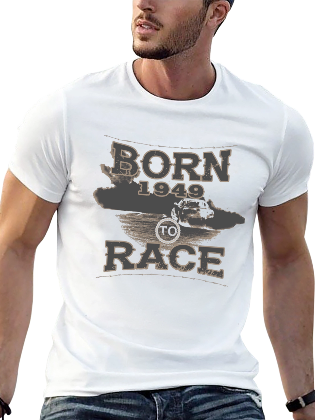 Black Born 1949 to Race T-Shirt - Vintage Car Design view 13