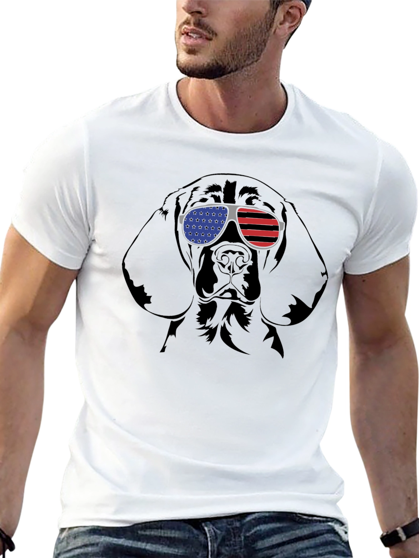 Black Patriotic Dog T-Shirt - American Flag Sunglasses Tee view 13