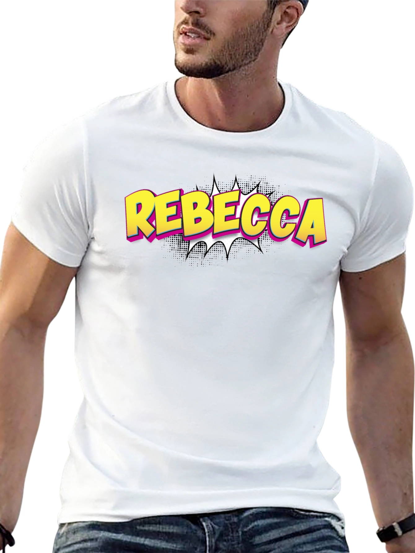 Black Rebecca Comic Style Black T-Shirt view 13