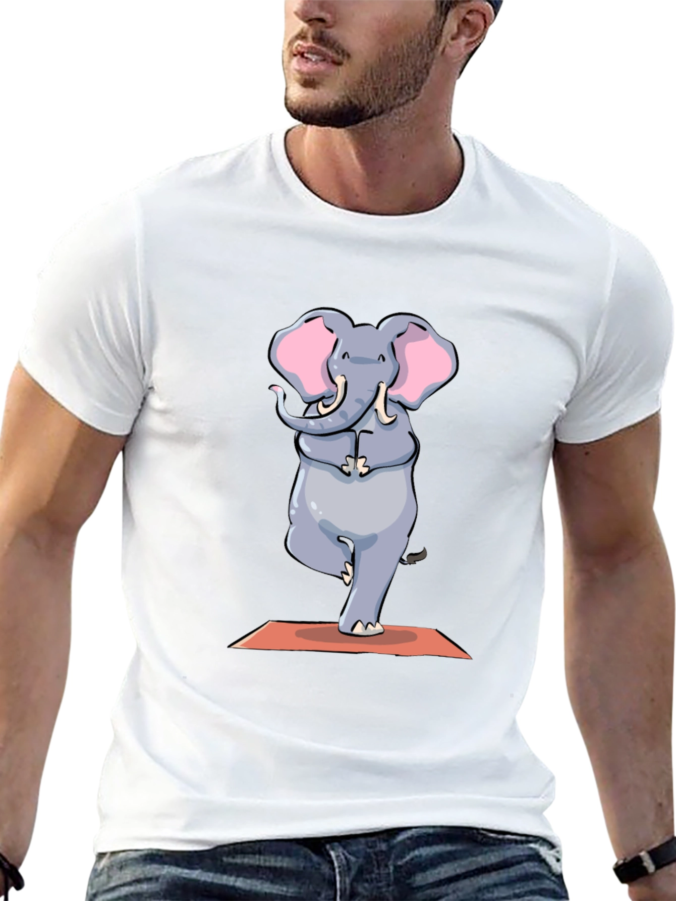 Black Yoga Elephant Graphic Tee - Black Cotton T-Shirt view 13