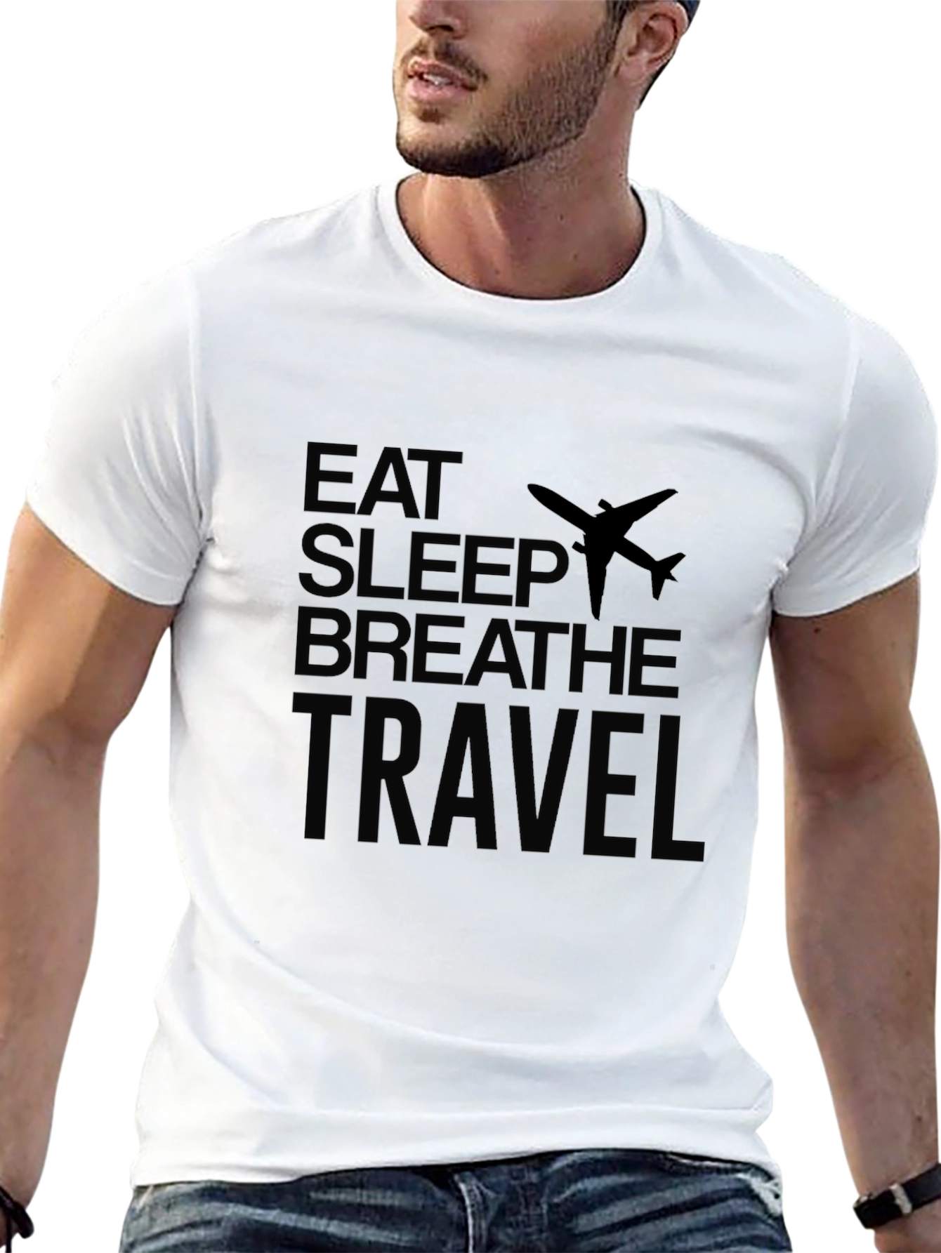 Black Eat Sleep Breathe Travel Black T-Shirt view 13