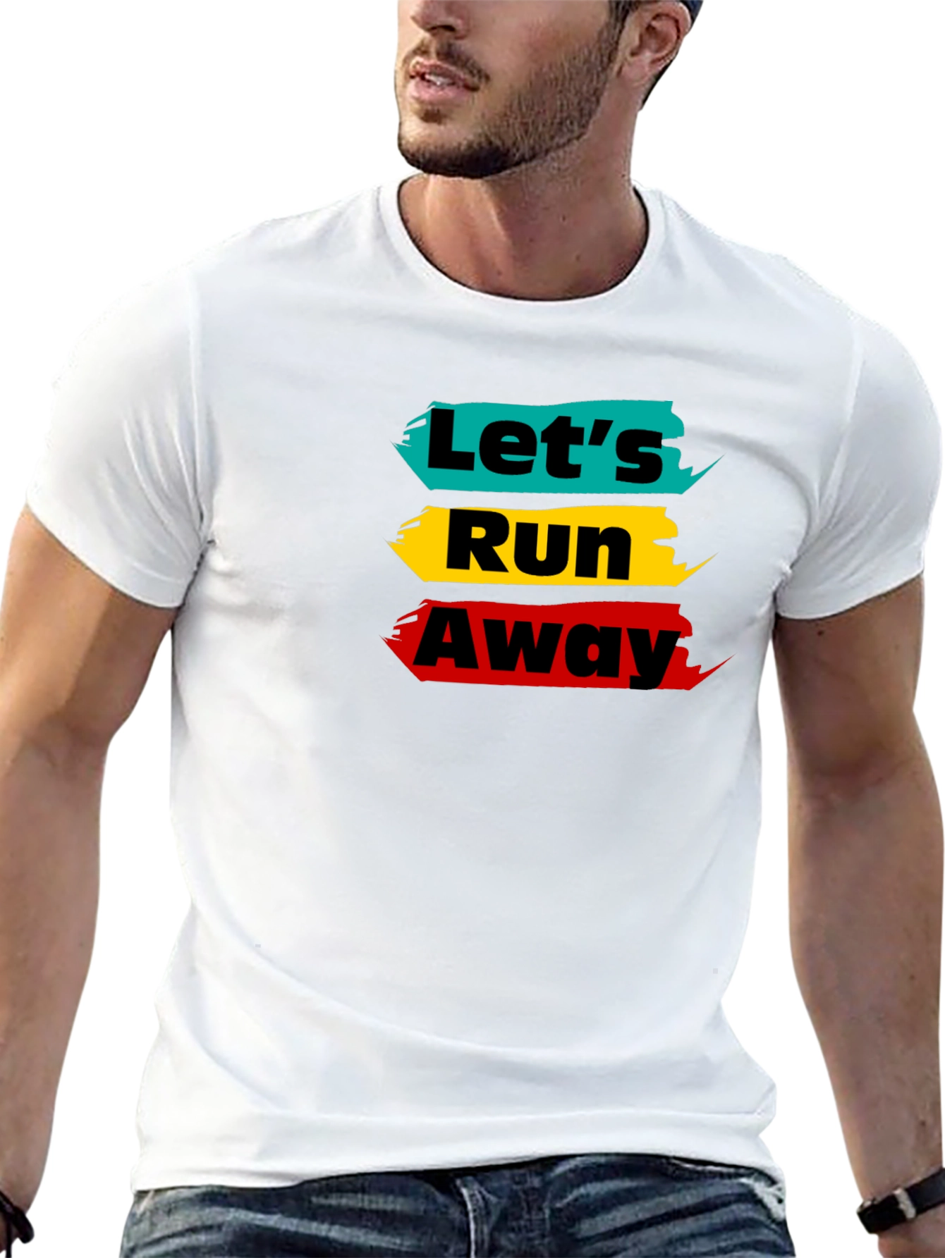 Black Let's Run Away Graphic Tee - Trendy Design view 13