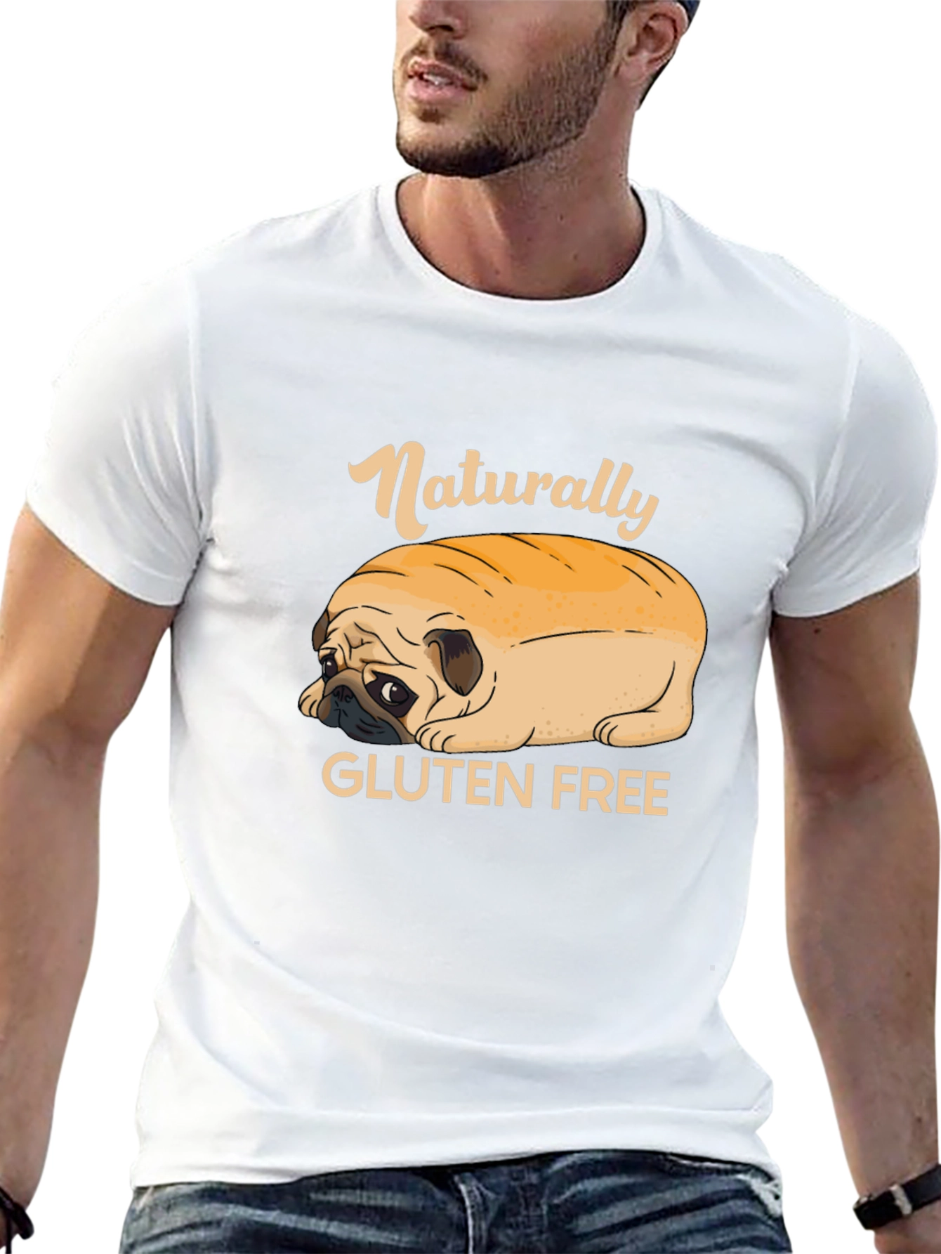 Black Naturally Gluten Free Pug T-Shirt view 13