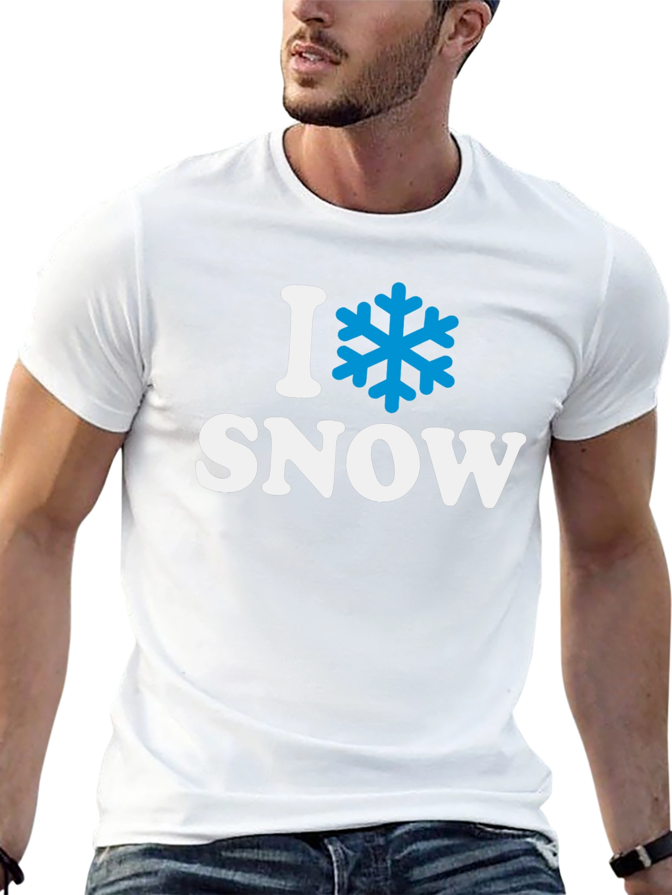 Black I Love Snow T-Shirt - Winter Holiday Apparel view 13