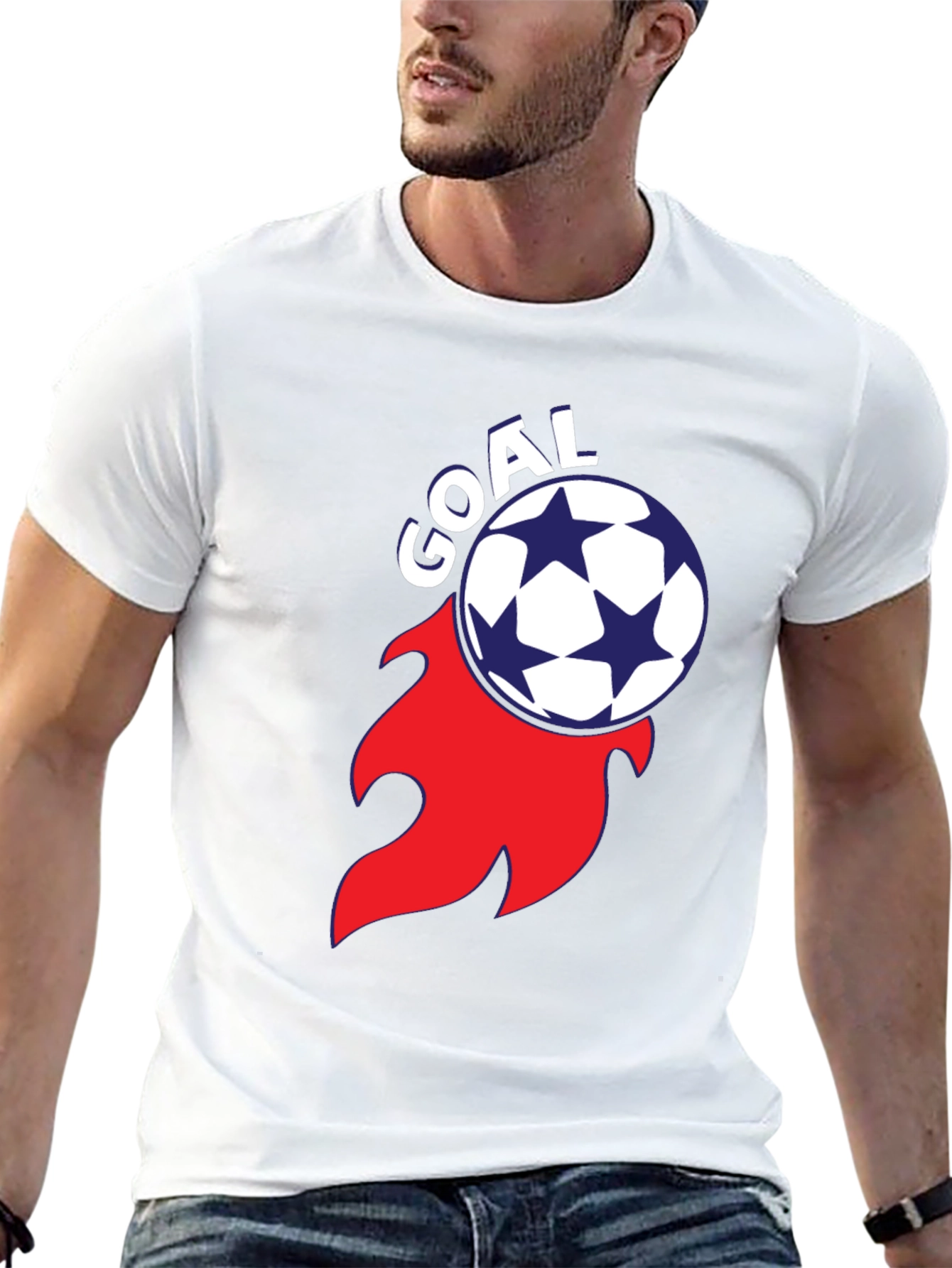 Black Goal! Soccer Ball Flame Graphic Tee - Stylish Black T-Shirt view 13