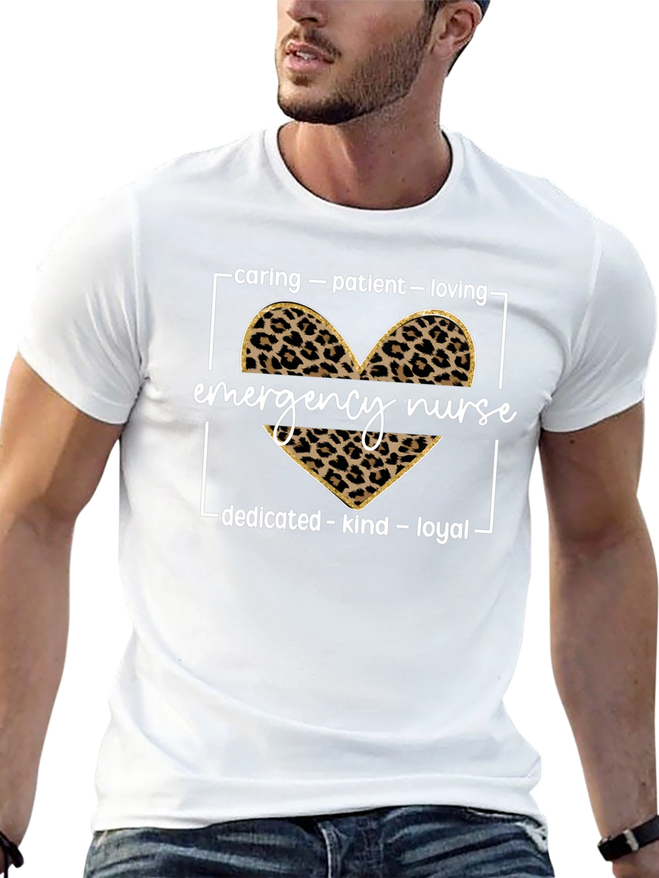 Emergency Nurse Leopard Heart T-Shirt - 13