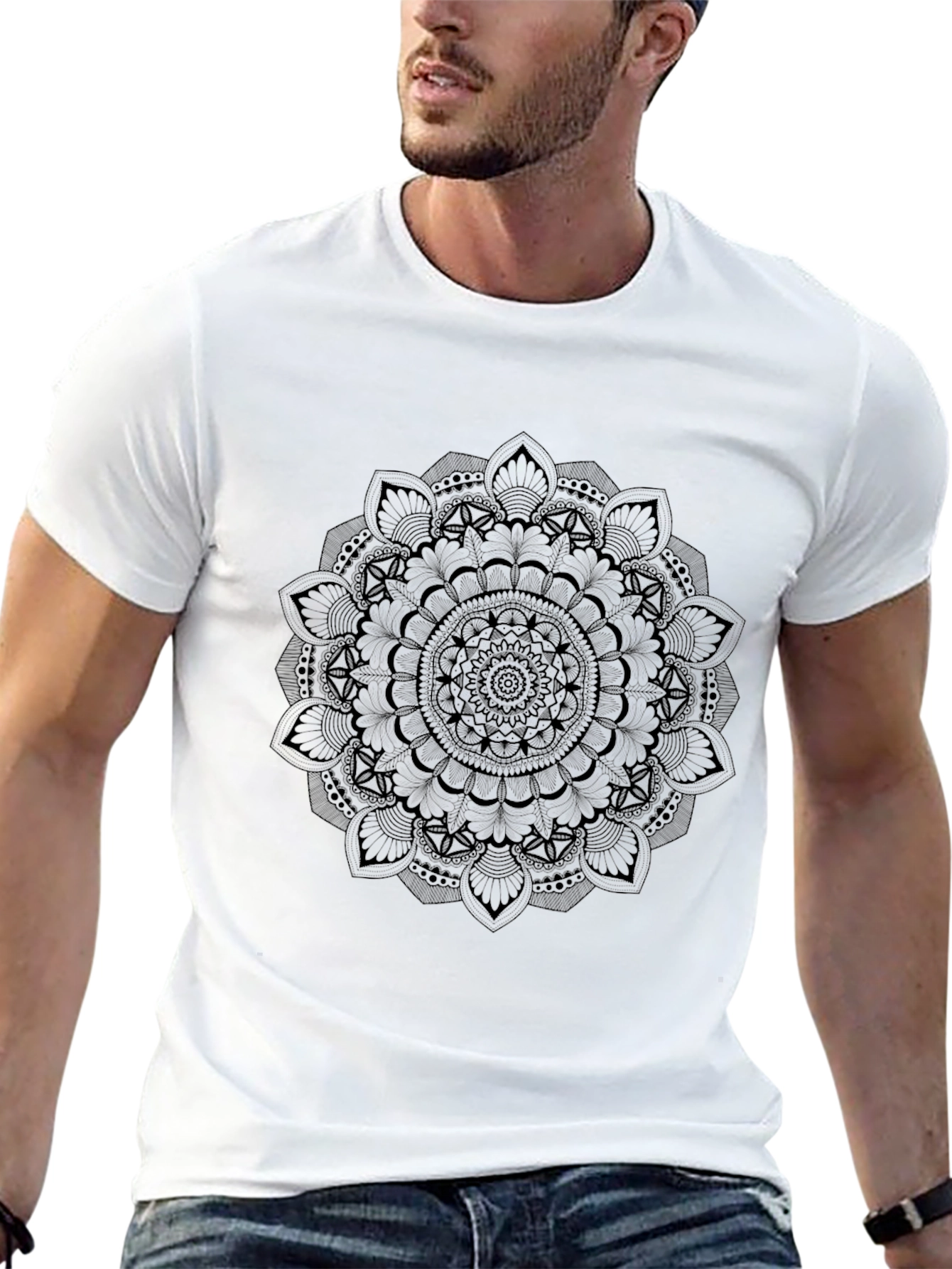 Black Black Mandala Graphic Tee view 13