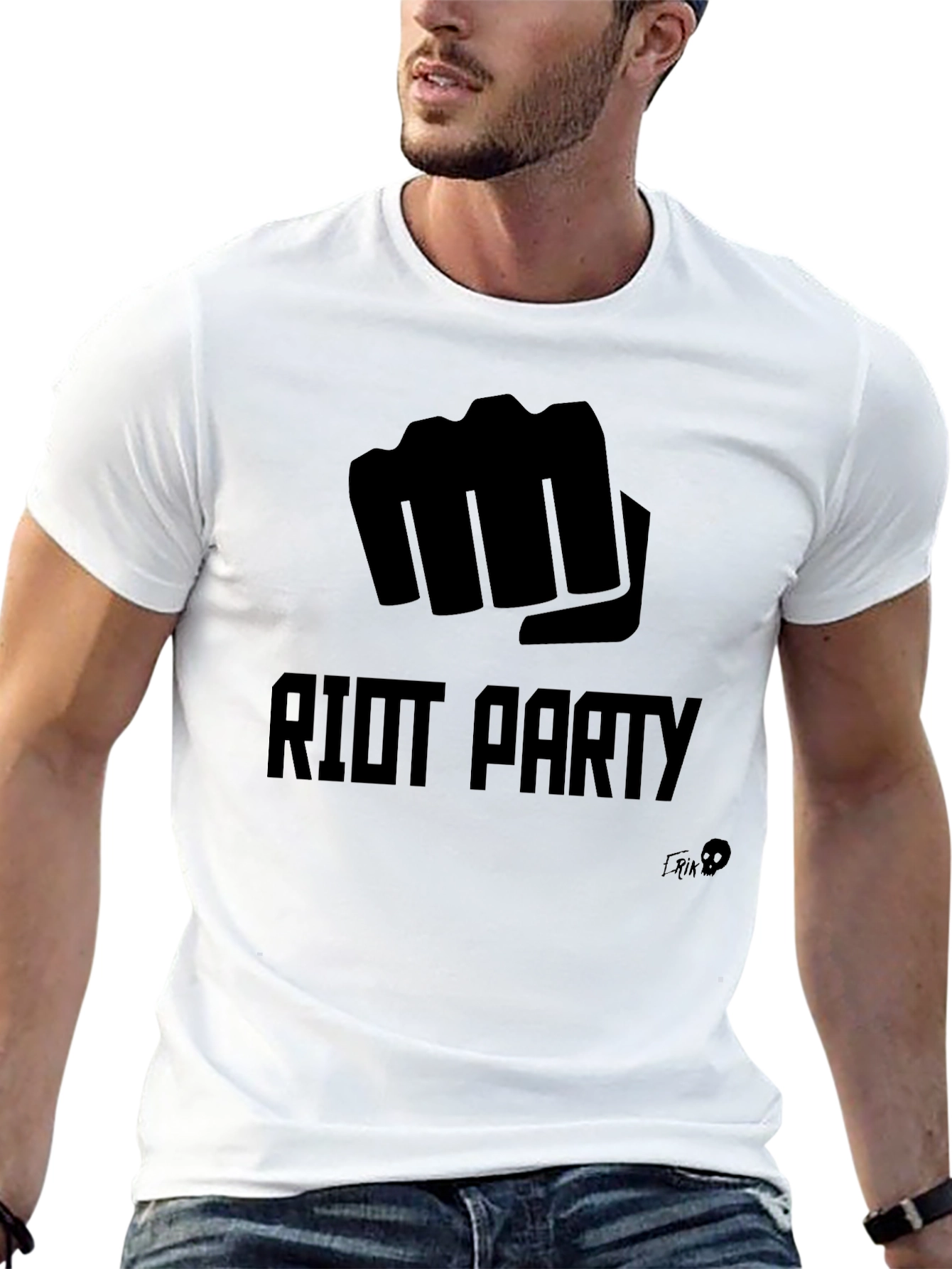 Black Riot Party Graphic Tee - Bold Fist Design view 13