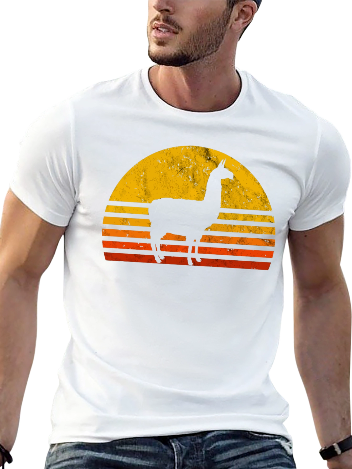 Black Llama Sunset Graphic T-Shirt - Retro Style view 13