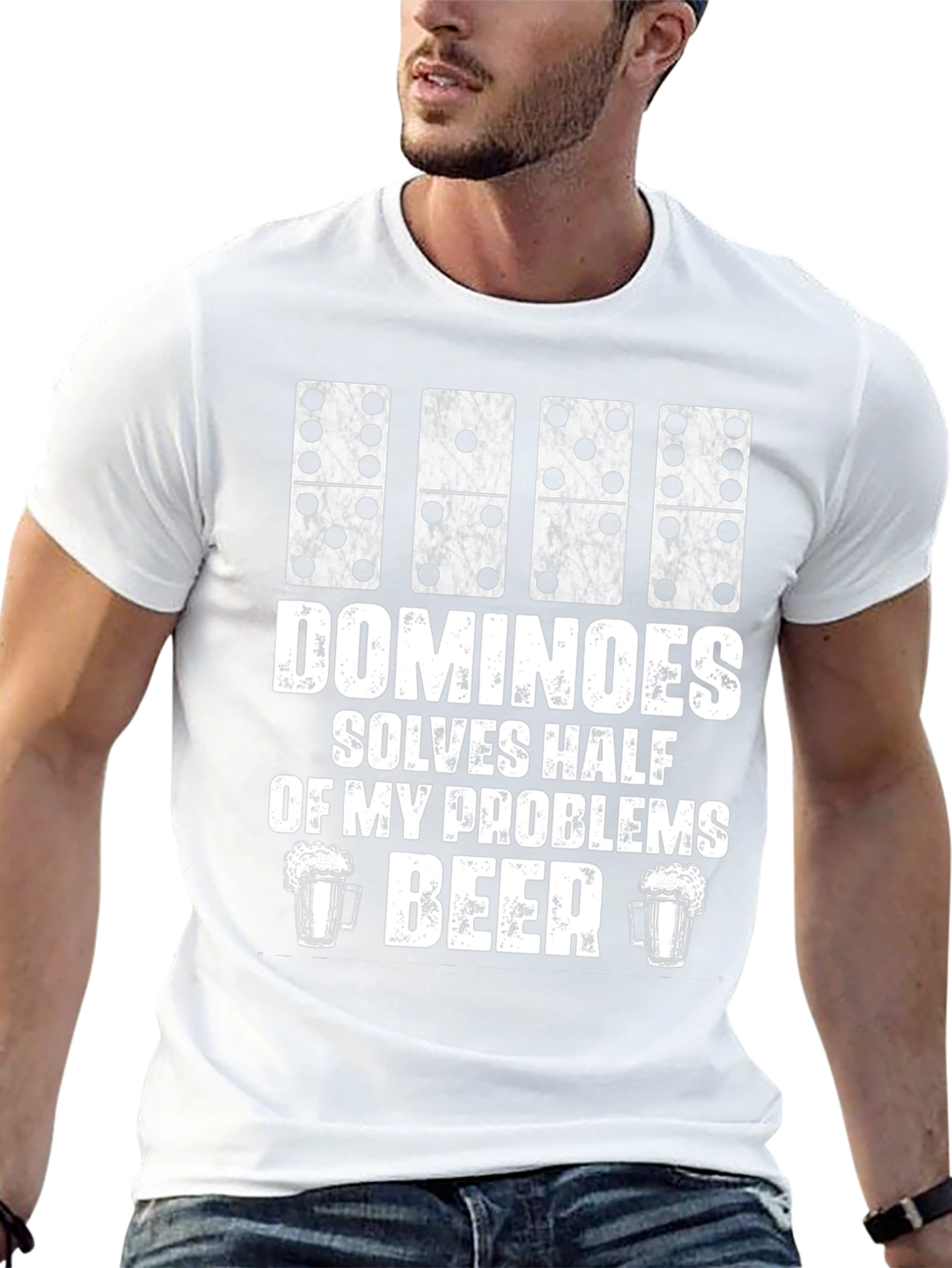 Black Dominoes & Beer T-Shirt - Solves Half My Problems view 13