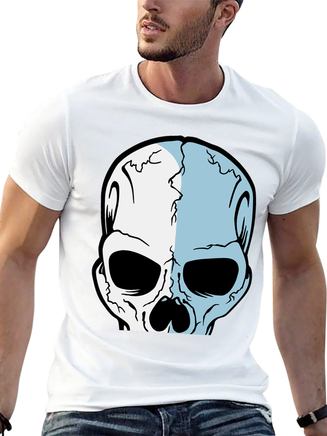 Black Skull Graphic Print Black T-Shirt view 13
