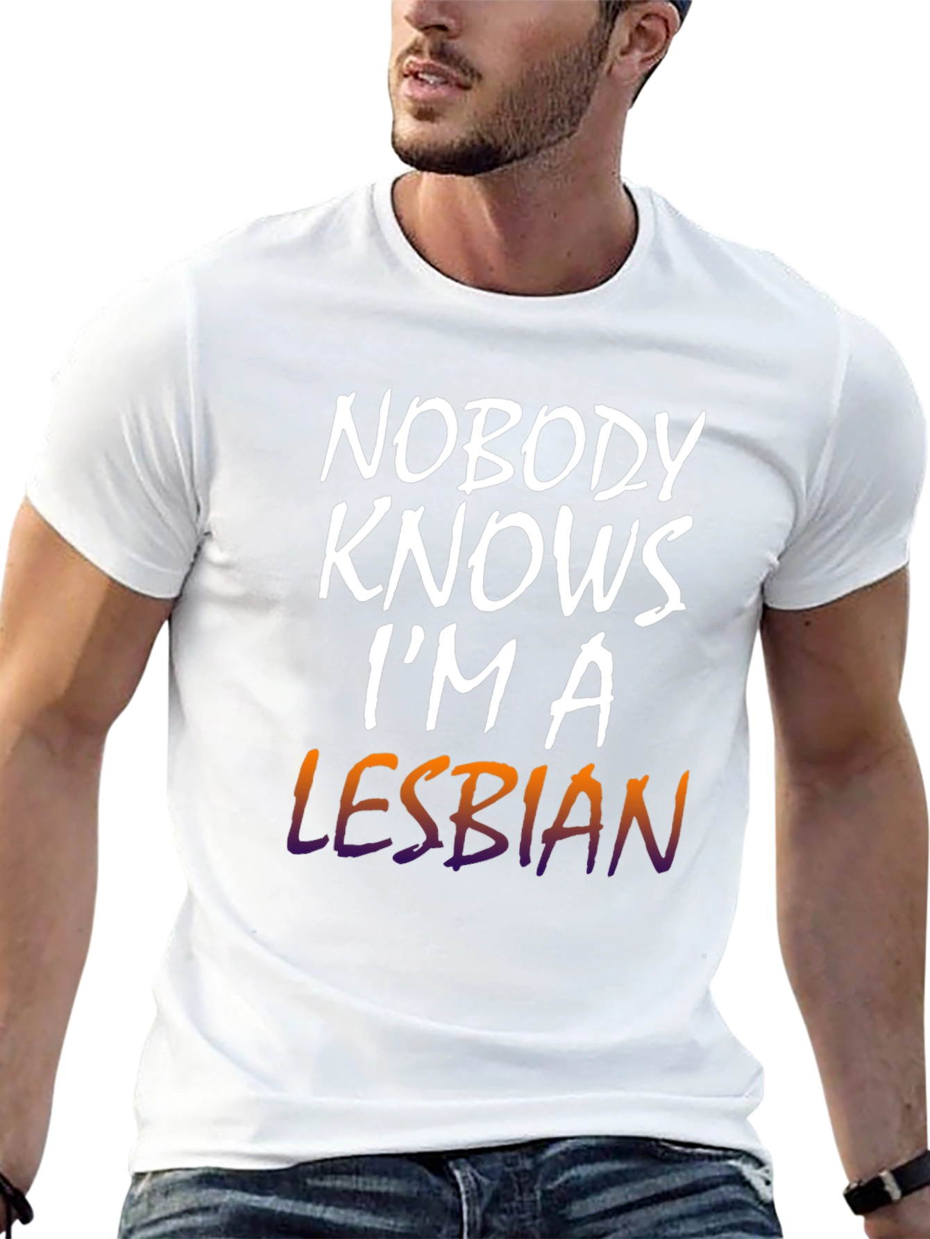 Black Nobody Knows I'm a Lesbian T-Shirt view 13