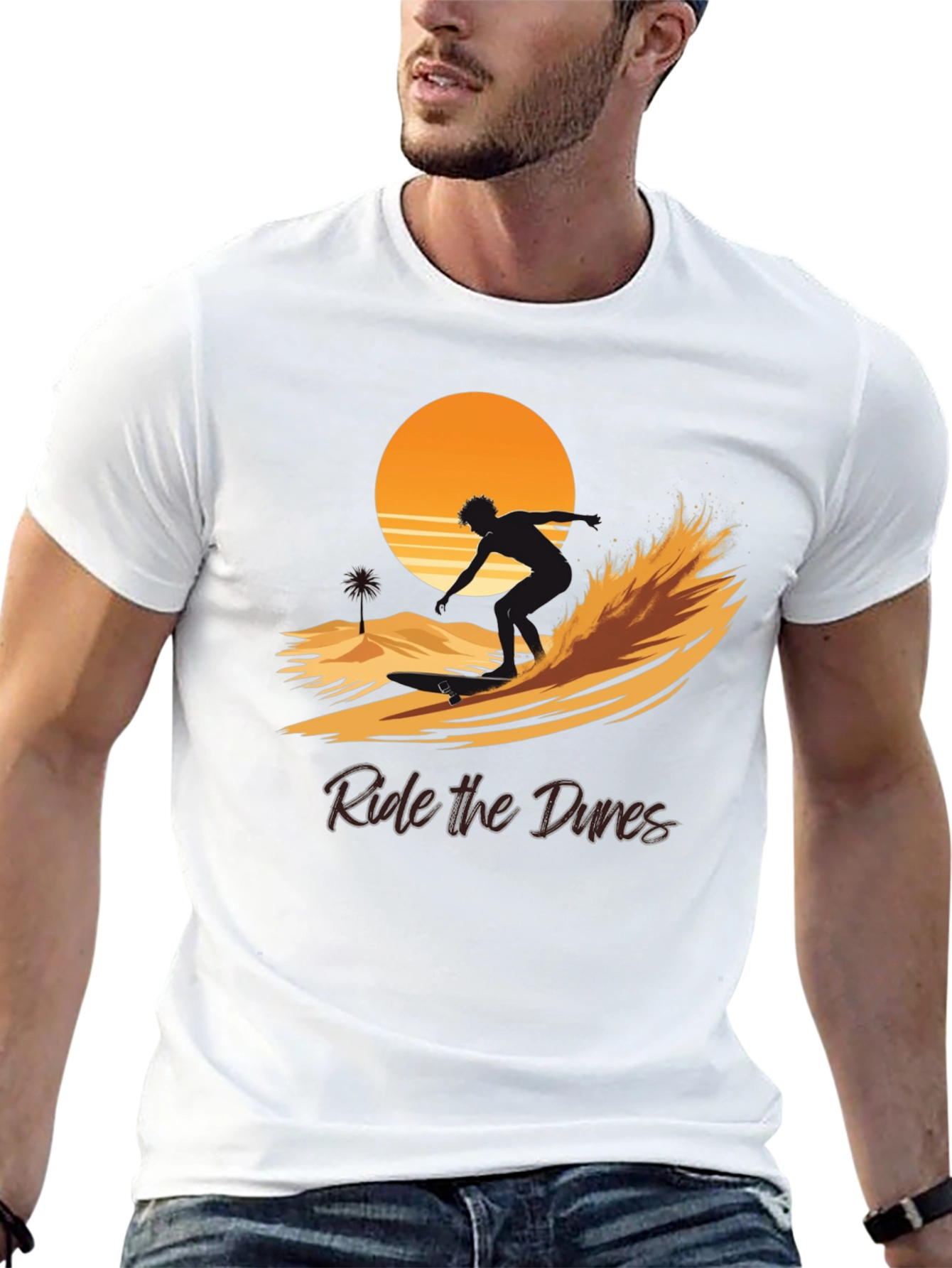 Black Ride the Dunes Graphic Tee - Black Cotton Shirt view 13