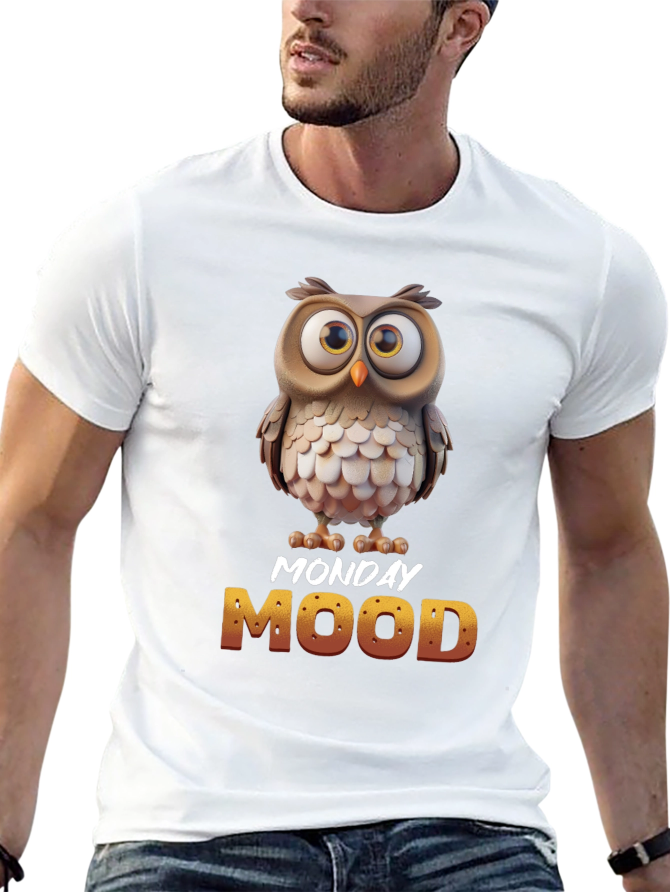 Black Monday Mood Owl T-Shirt - Funny & Unique Design view 13
