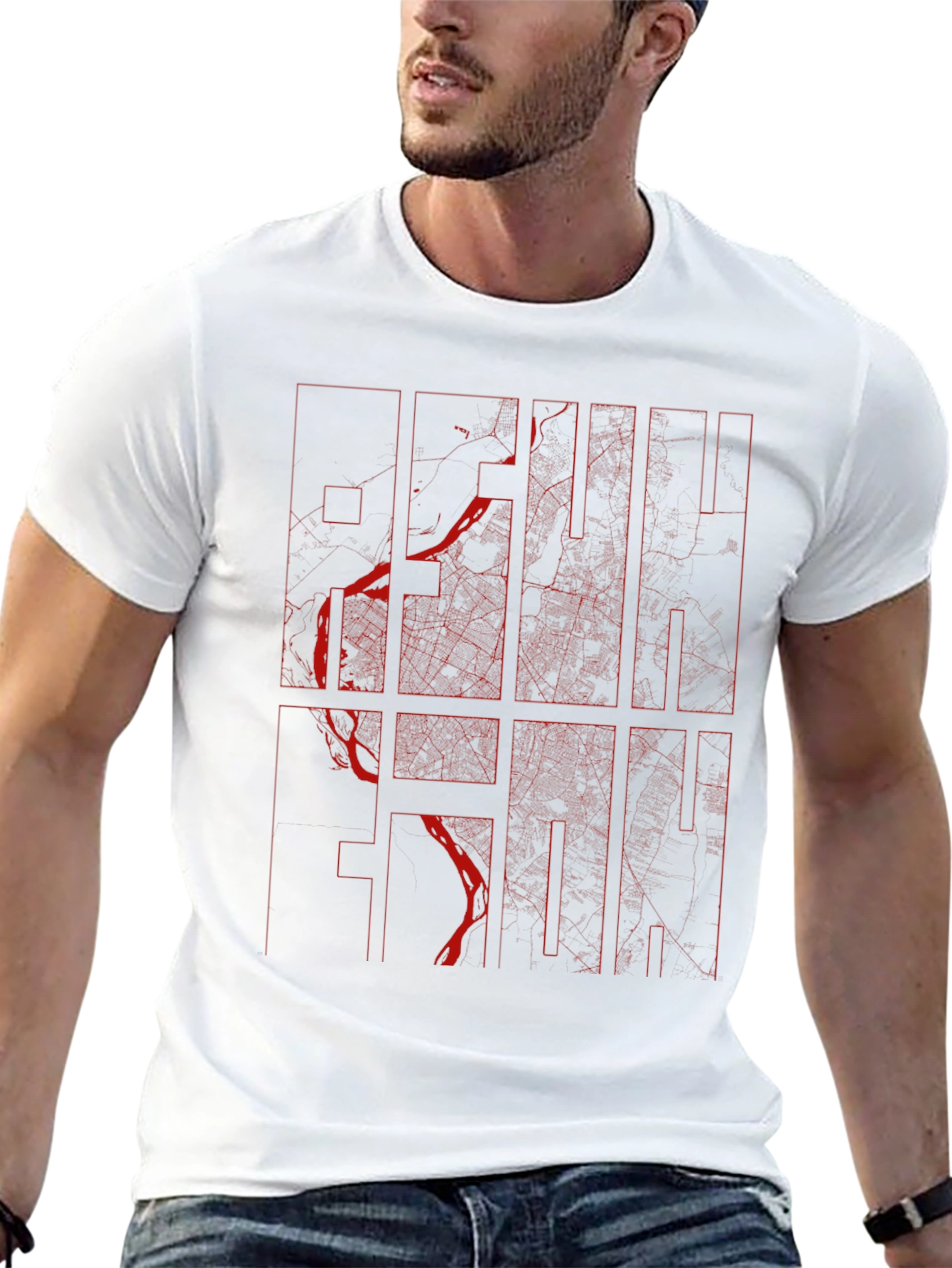 Black Hanoi City Map Graphic Tee - Stylish Urban Design view 13