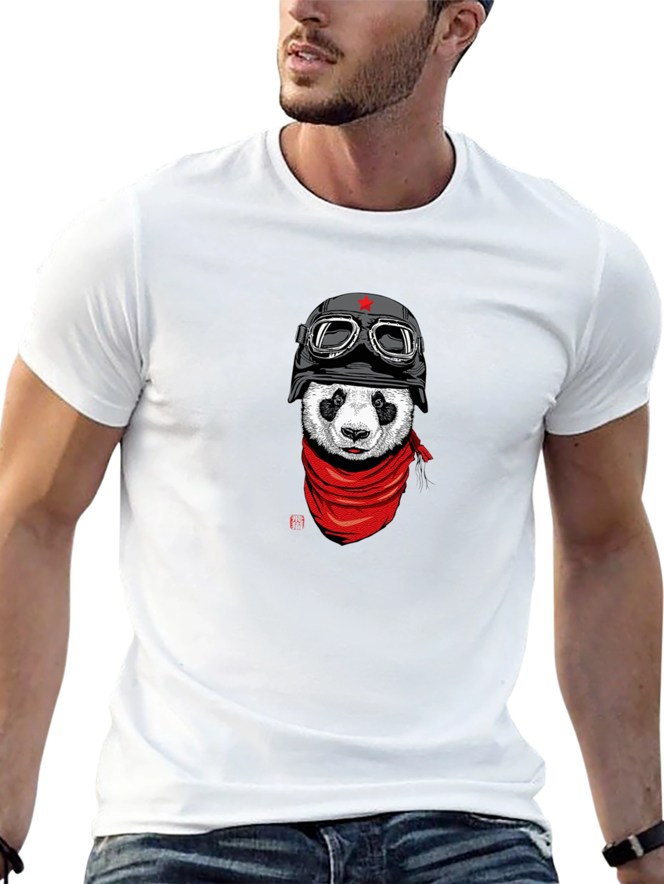 Black Panda Biker Graphic T-Shirt - Cool & Unique Design view 13