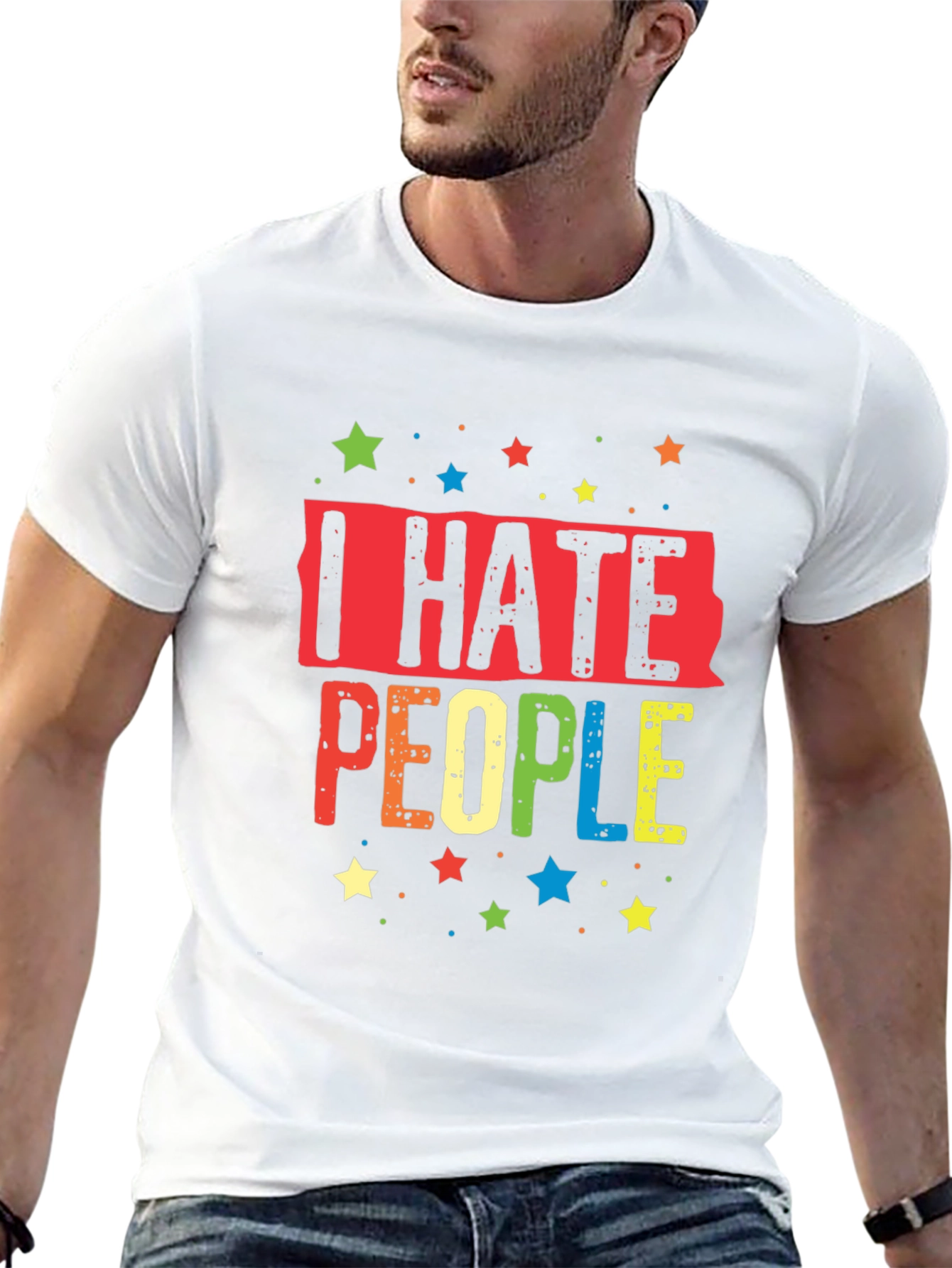 Black I Hate People Colorful Graphic T-Shirt view 13