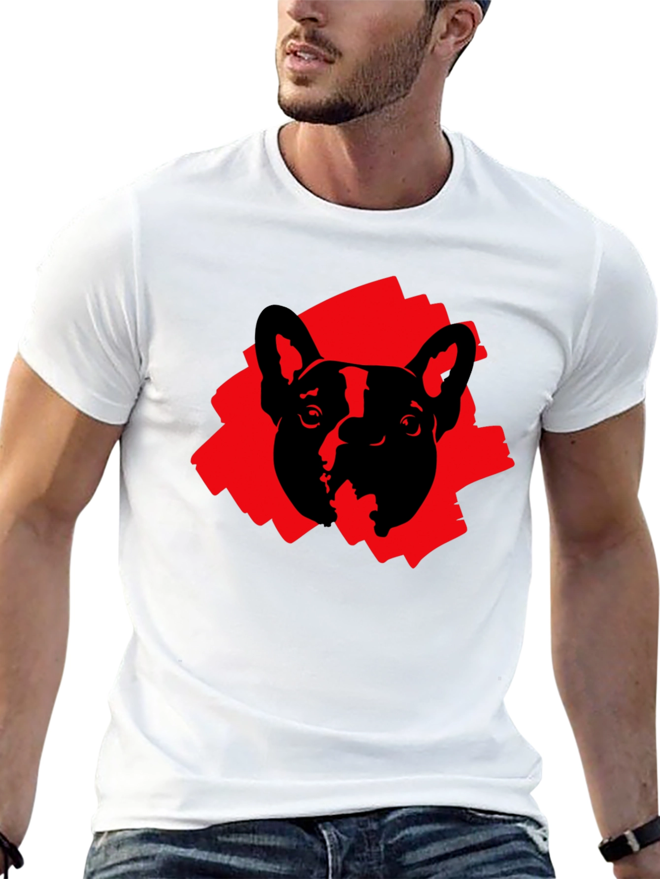 Black Dog Graphic Tee - Red Brushstroke Print view 13
