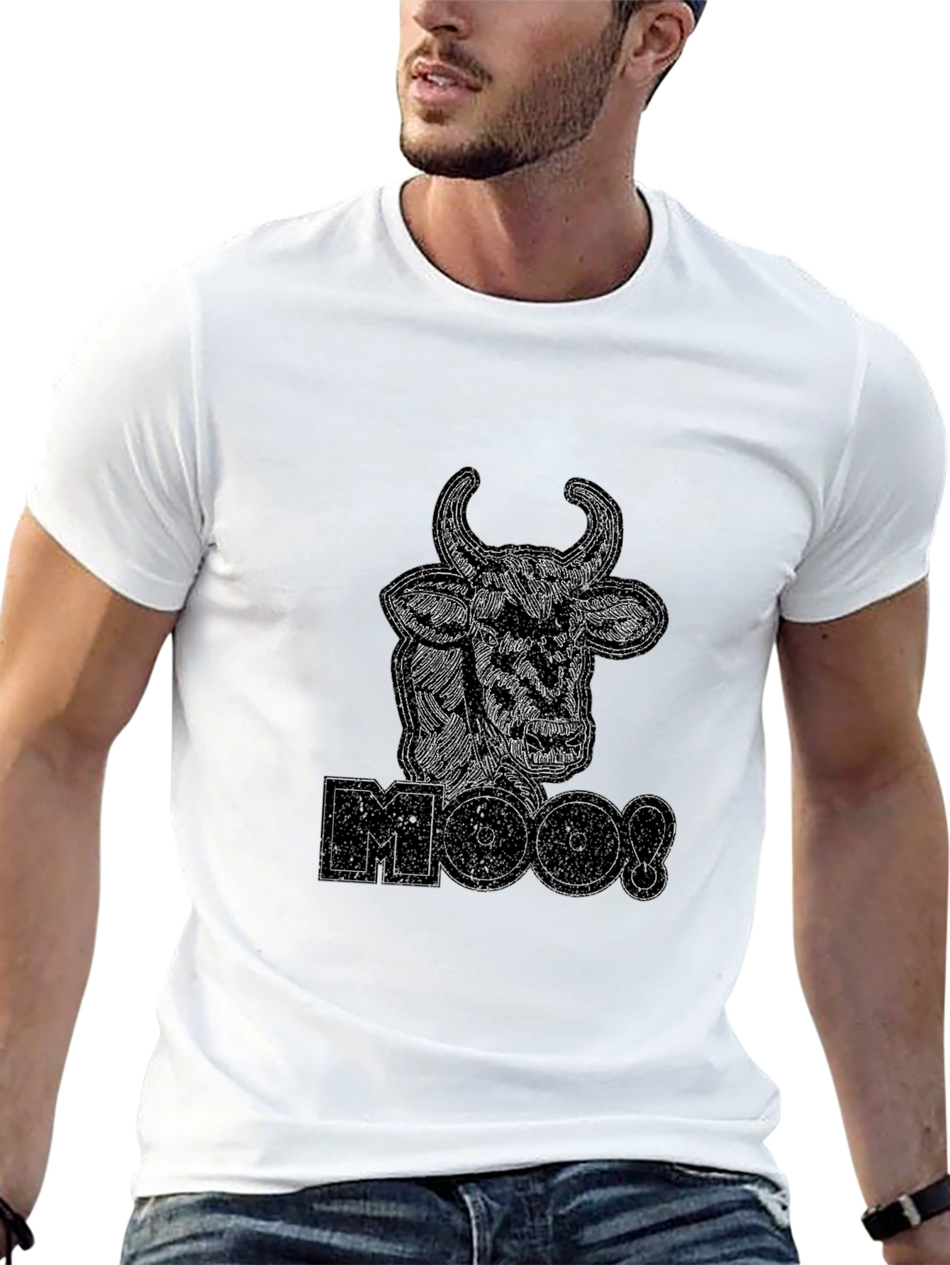 Black Moo! Cow Graphic Black T-Shirt view 13