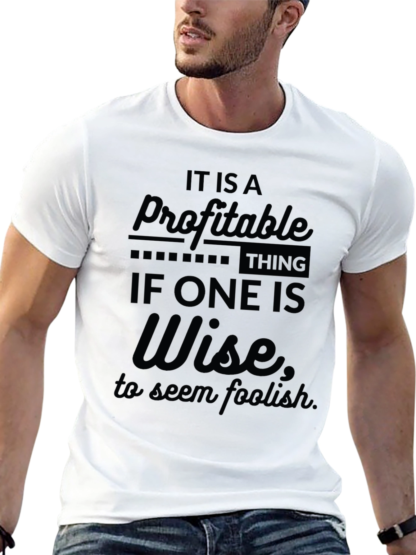 Black Profitable Wisdom Tee - Black Crew Neck T-Shirt for Men view 13