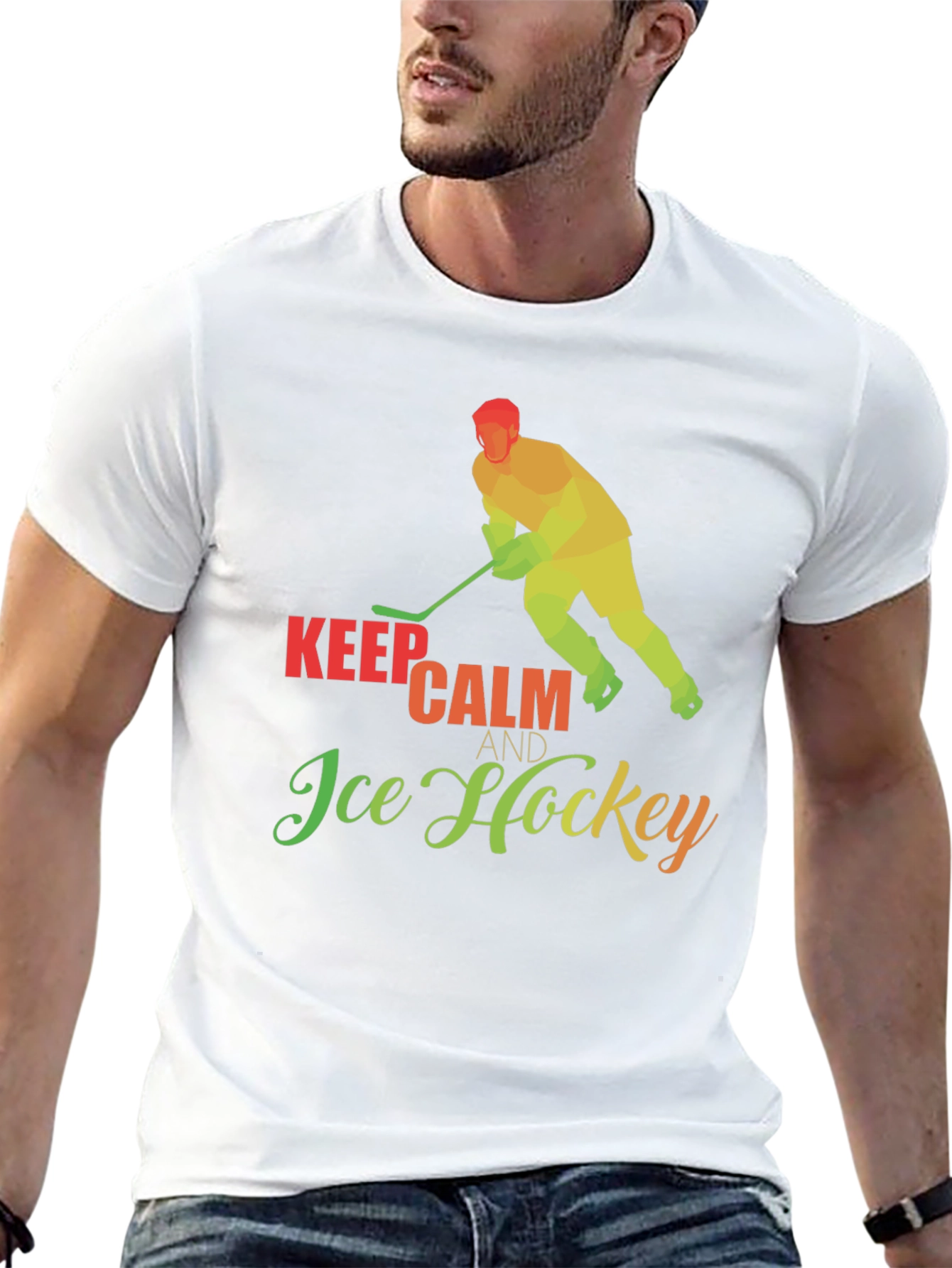 Black Keep Calm & Ice Hockey T-Shirt view 13