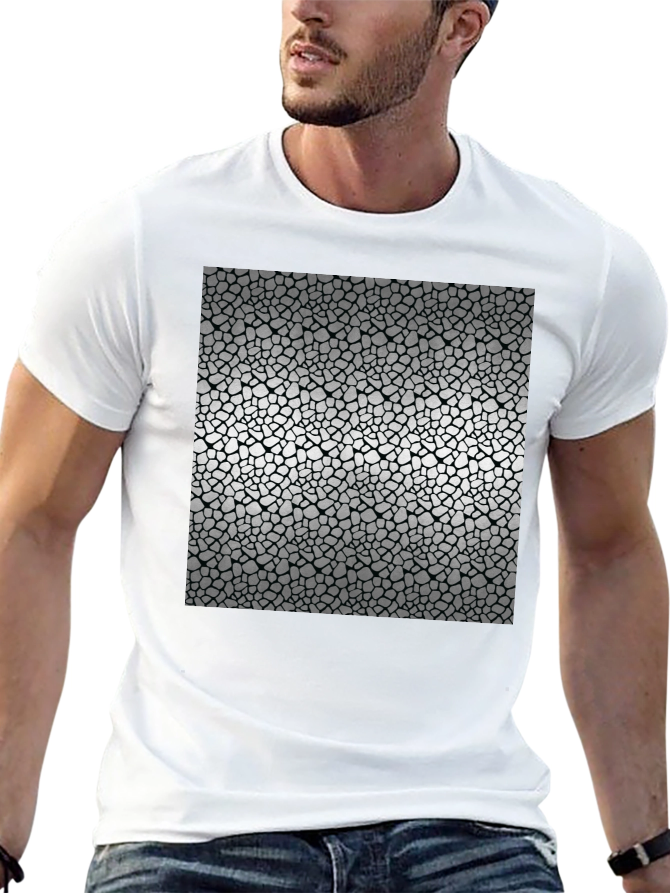 Black Mosaic Print Black T-Shirt view 13