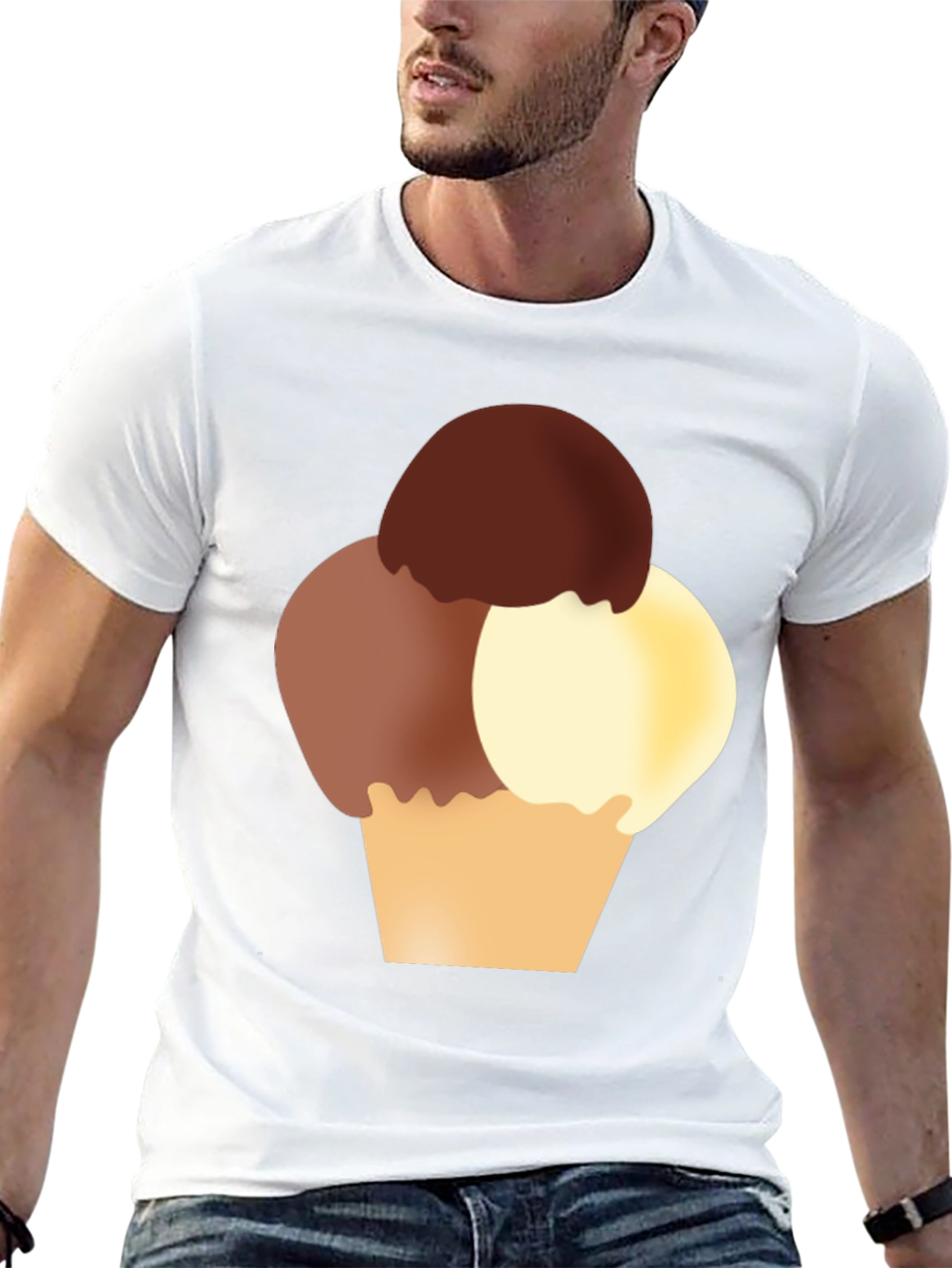 Black Ice Cream Graphic Tee - Black Cotton T-Shirt view 13