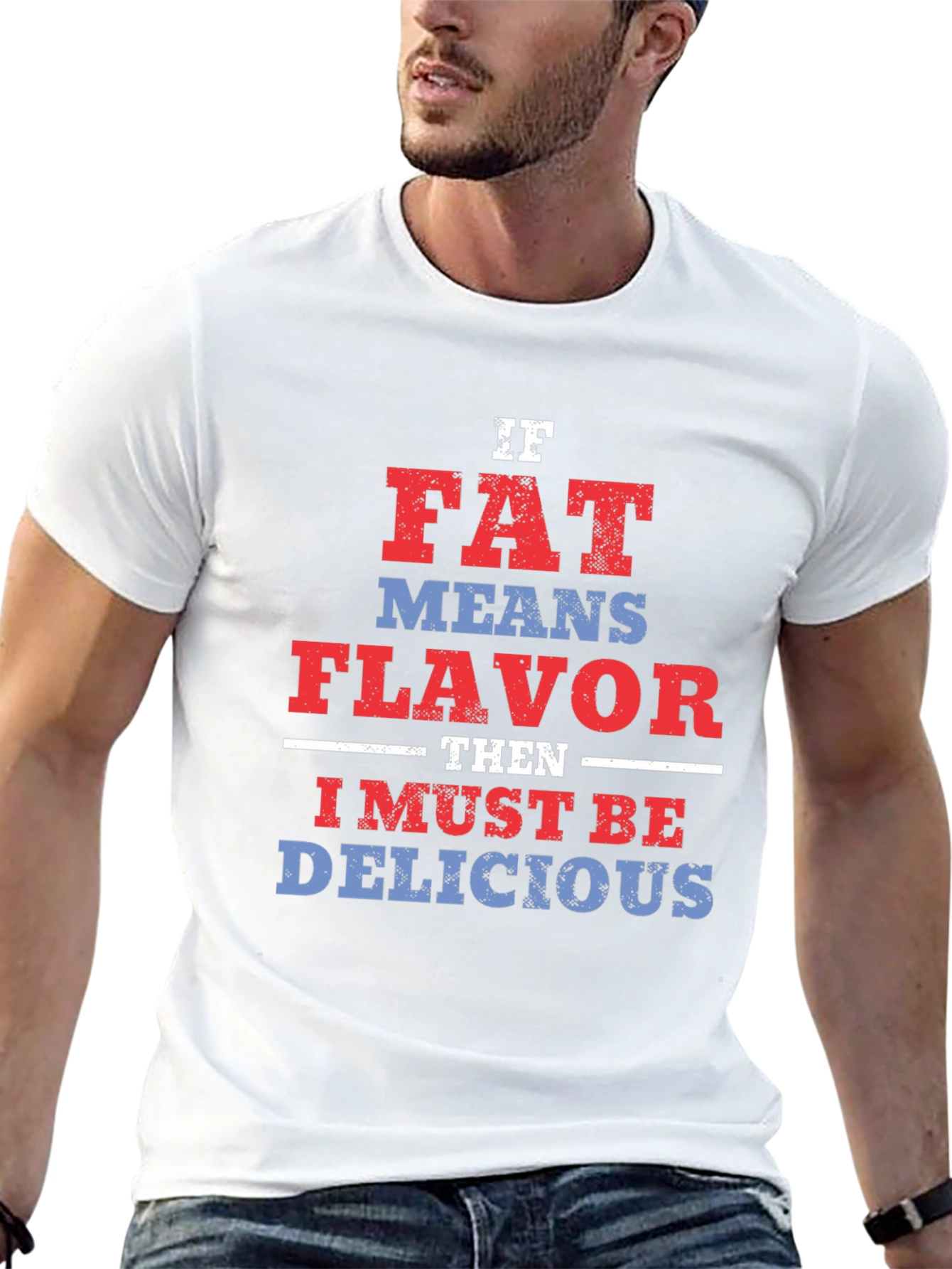 Black Funny 'Fat Means Flavor' Graphic T-Shirt view 13