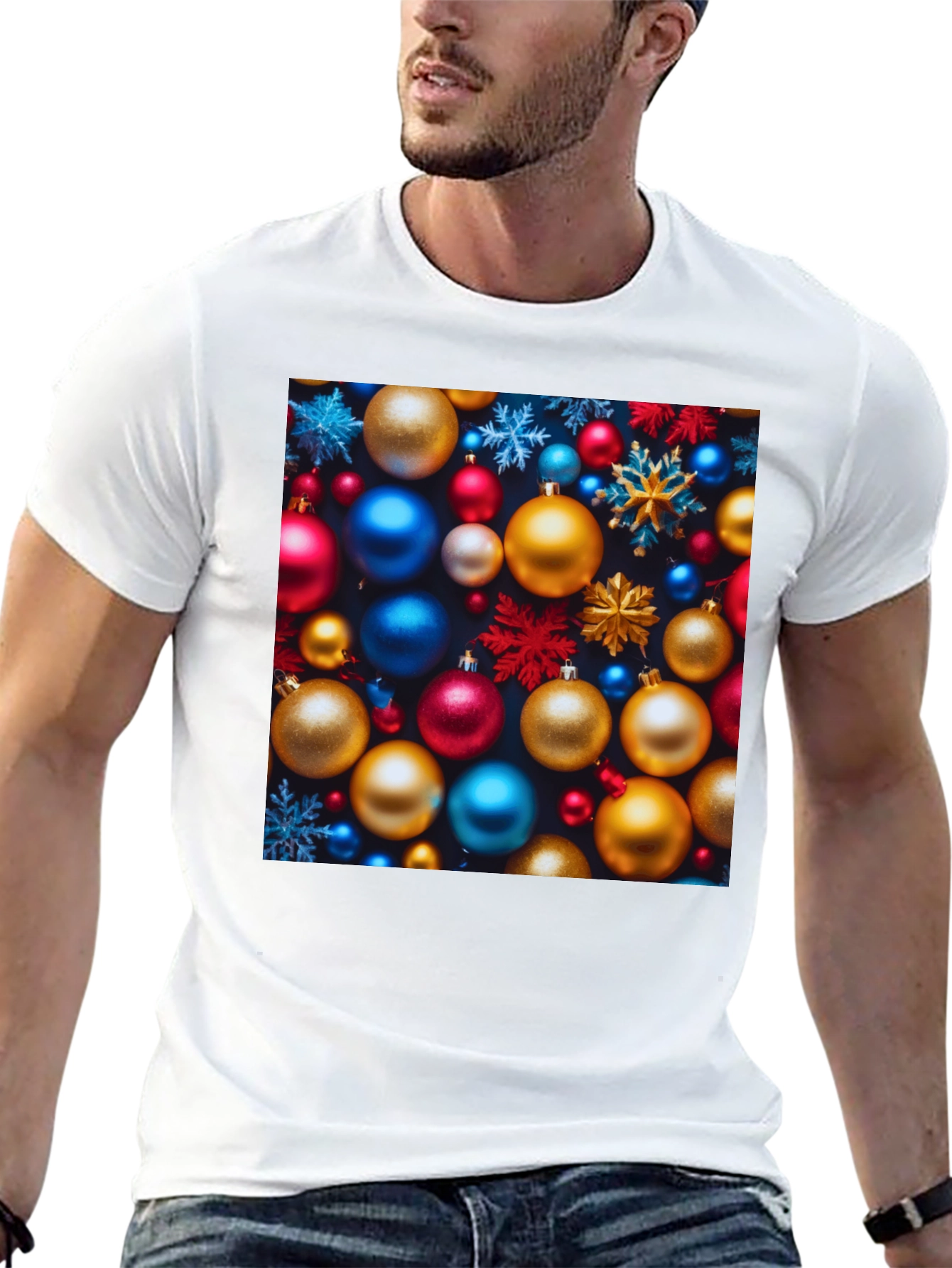 Black Festive Christmas Ornament T-Shirt - Holiday Cheer view 13