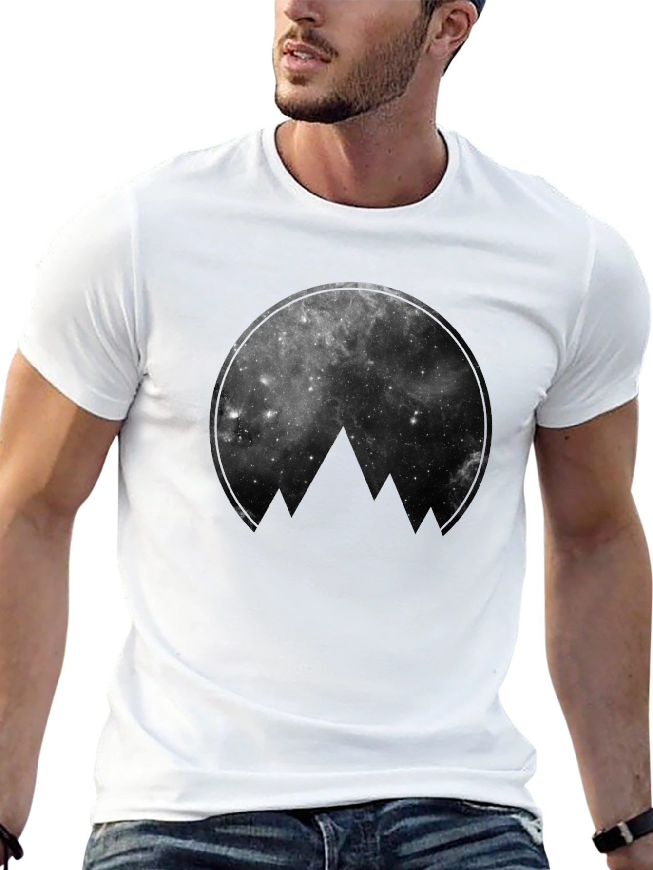 Black Cosmic Mountain Black Graphic Tee view 13