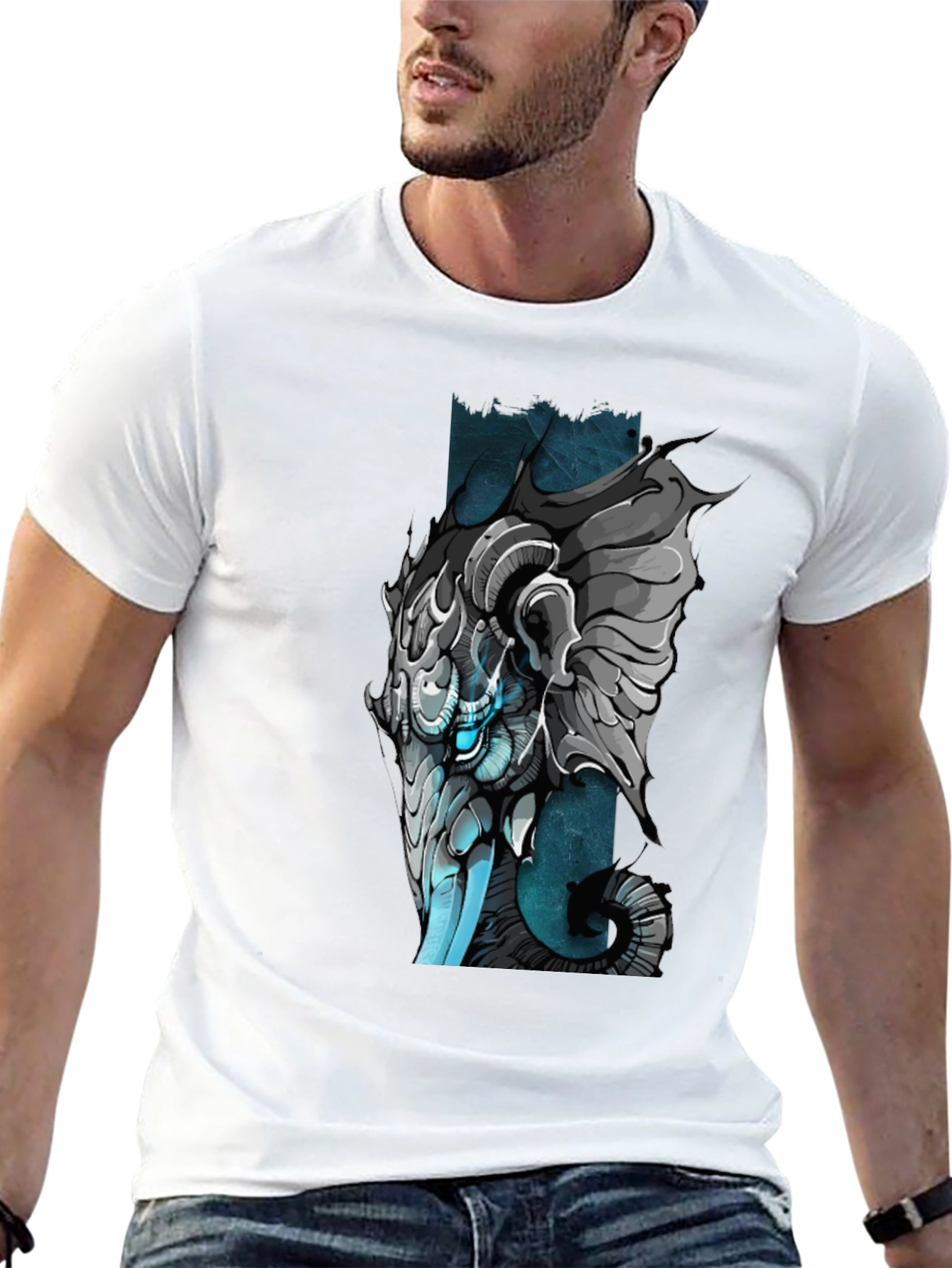 Black Cybernetic Ram T-Shirt - Unique Graphic Tee view 13