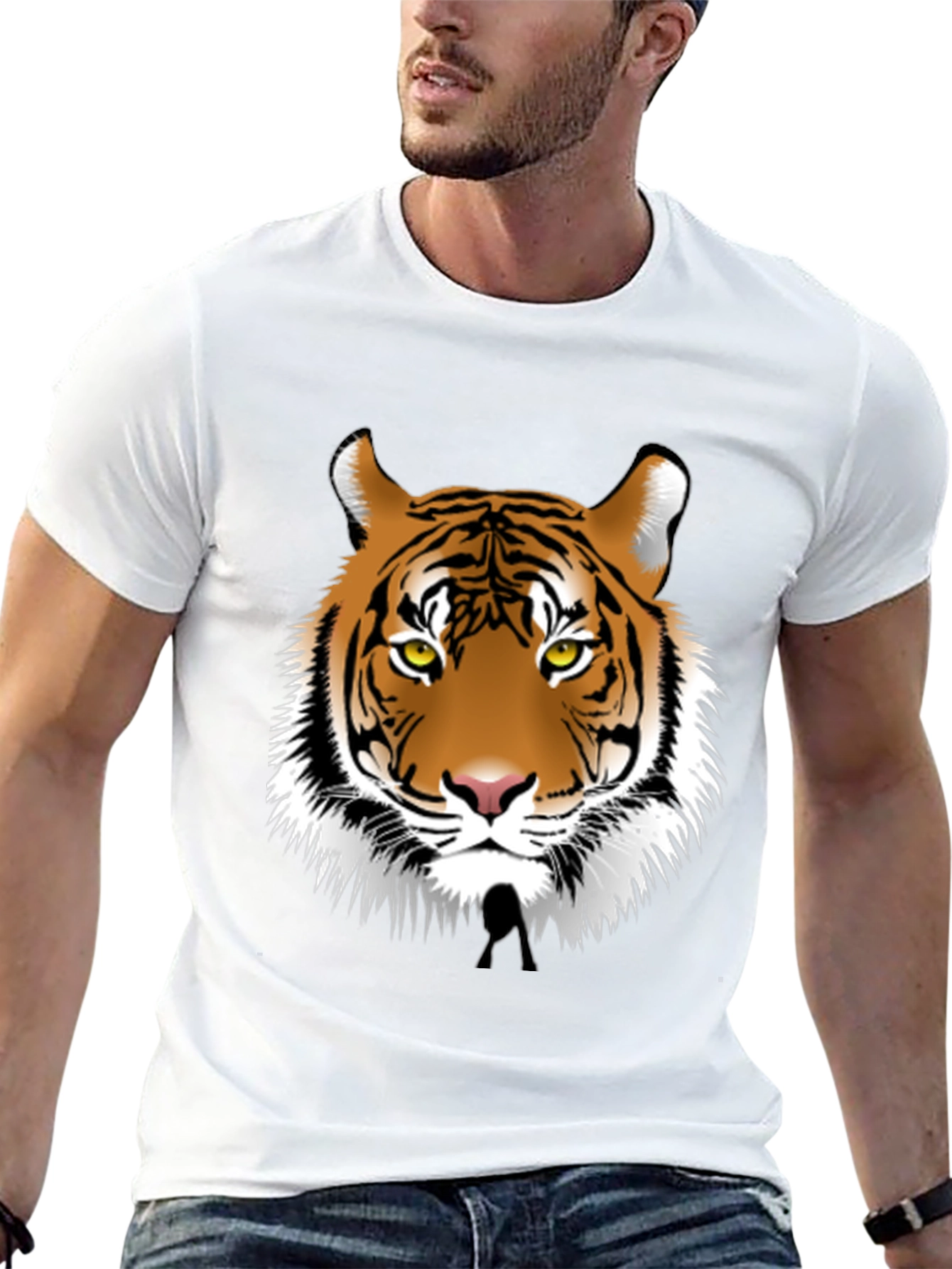 Black Bold Tiger Graphic Tee - Black Cotton Blend view 13