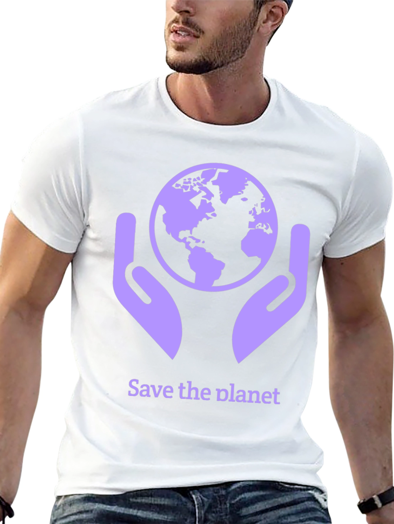 Black Save the Planet T-Shirt - Earth in Hands Graphic Tee view 13