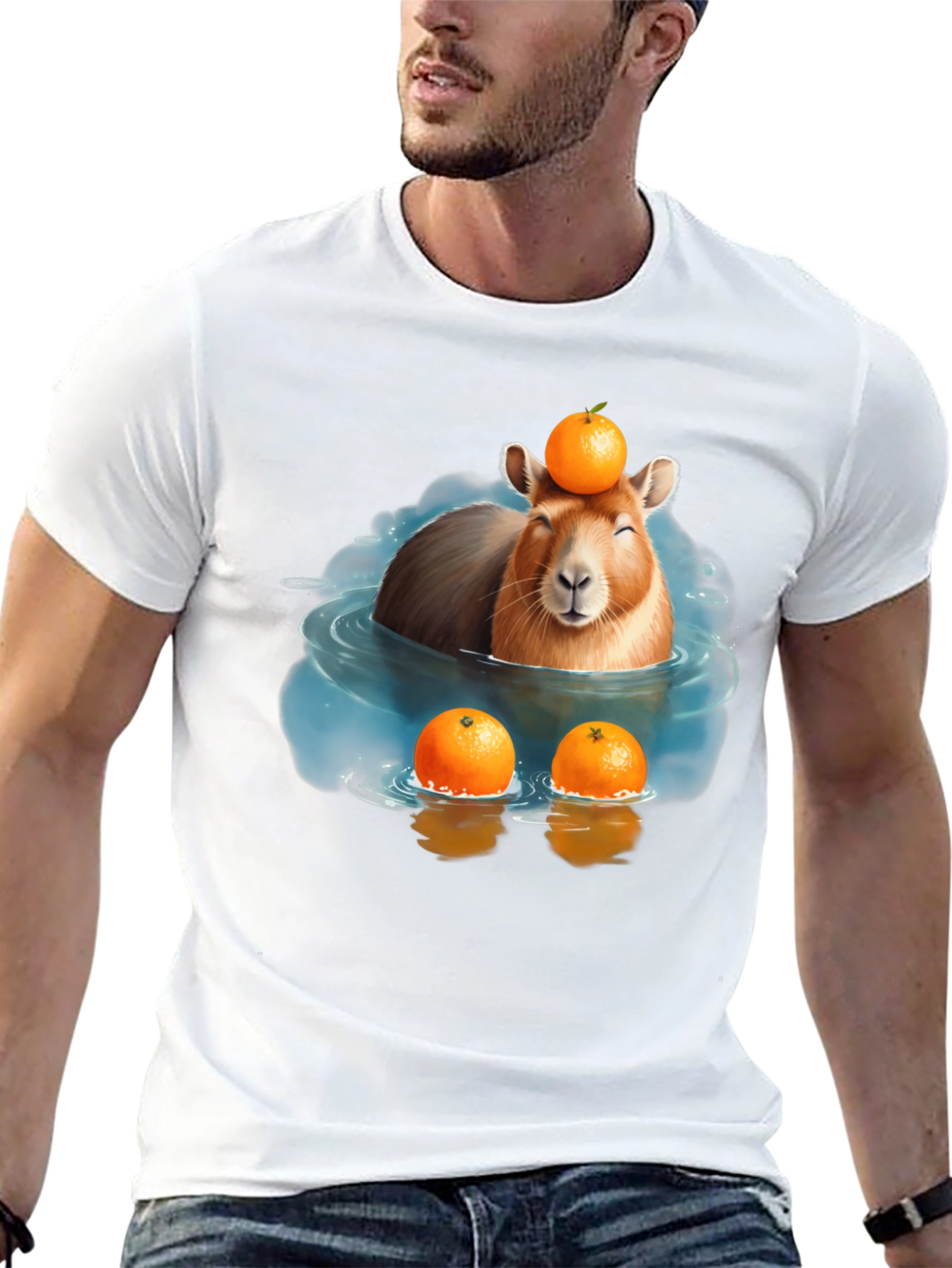 Black Capybara Orange T-Shirt view 13