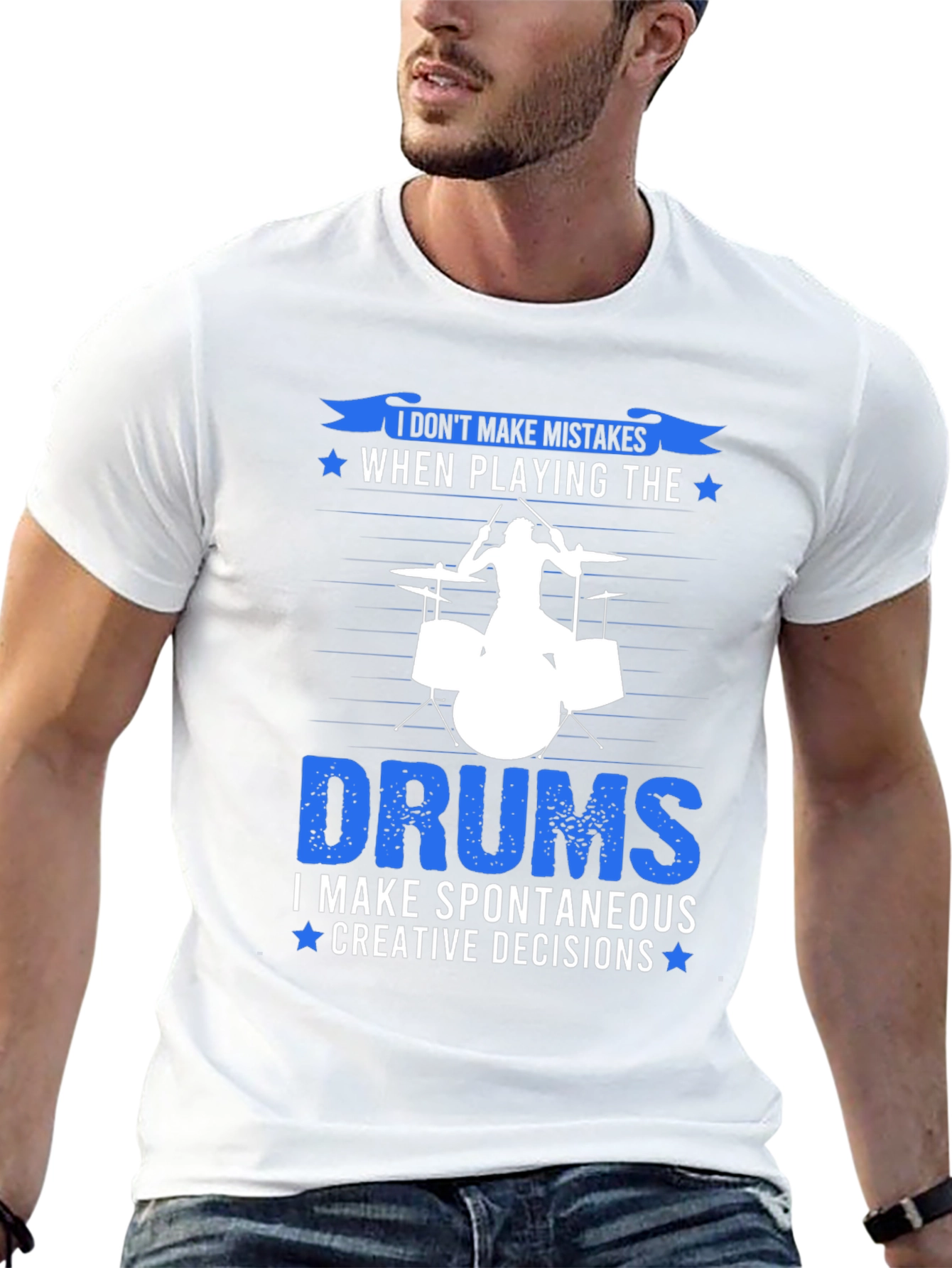 Black Drummer T-Shirt: I Don't Make Mistakes, Creative Decisions! view 13