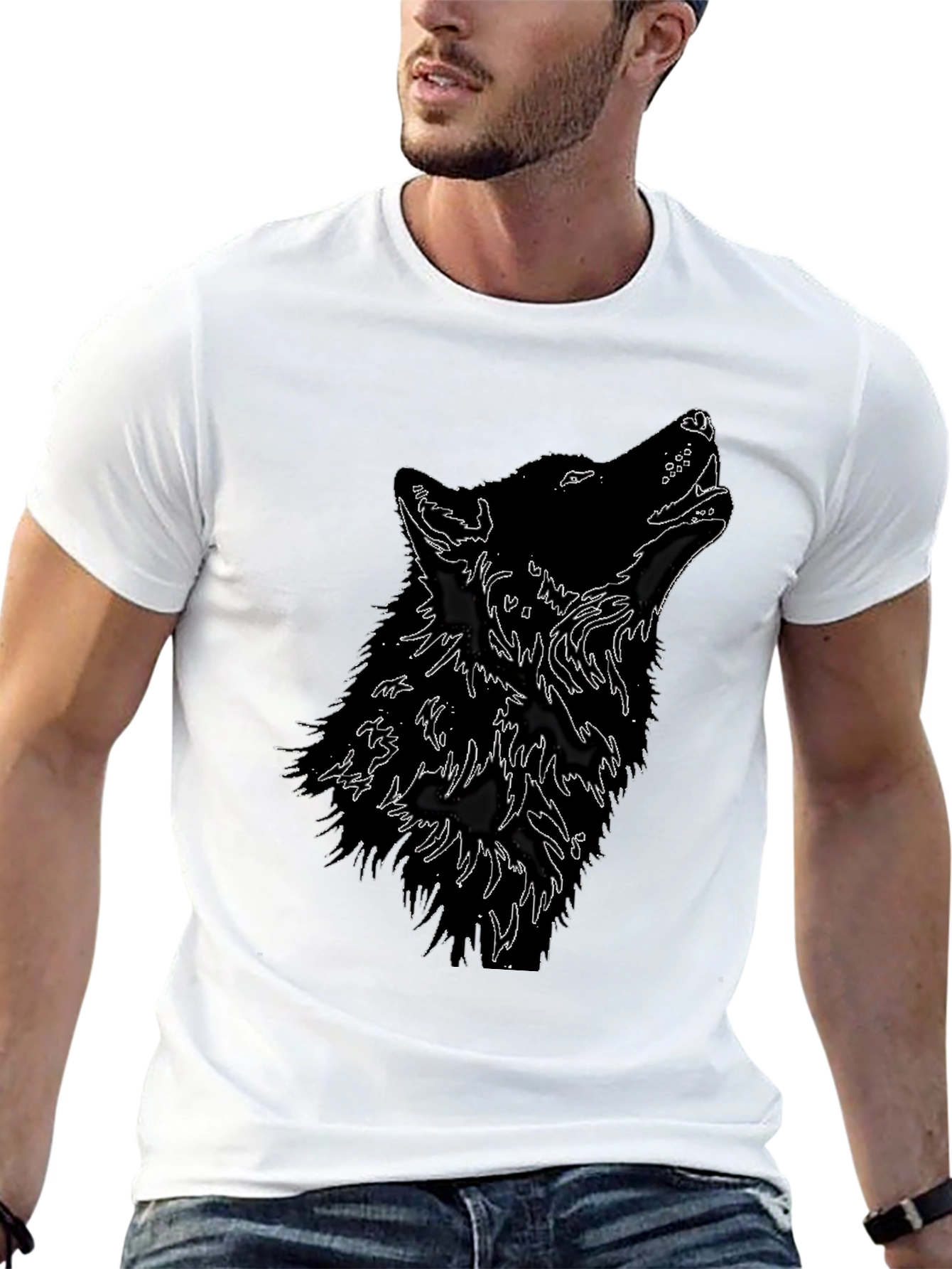 Black Black Wolf Howl T-Shirt - Graphic Tee view 13