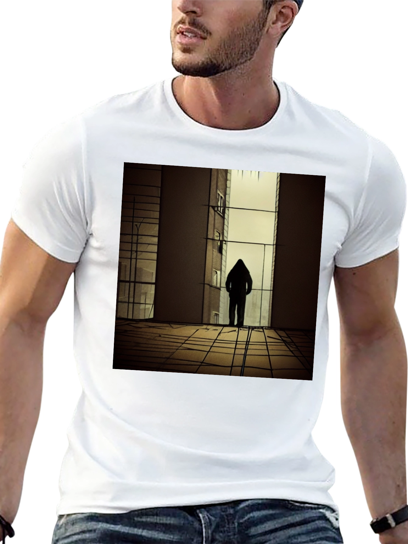 Black Urban Silhouette Black T-Shirt view 13