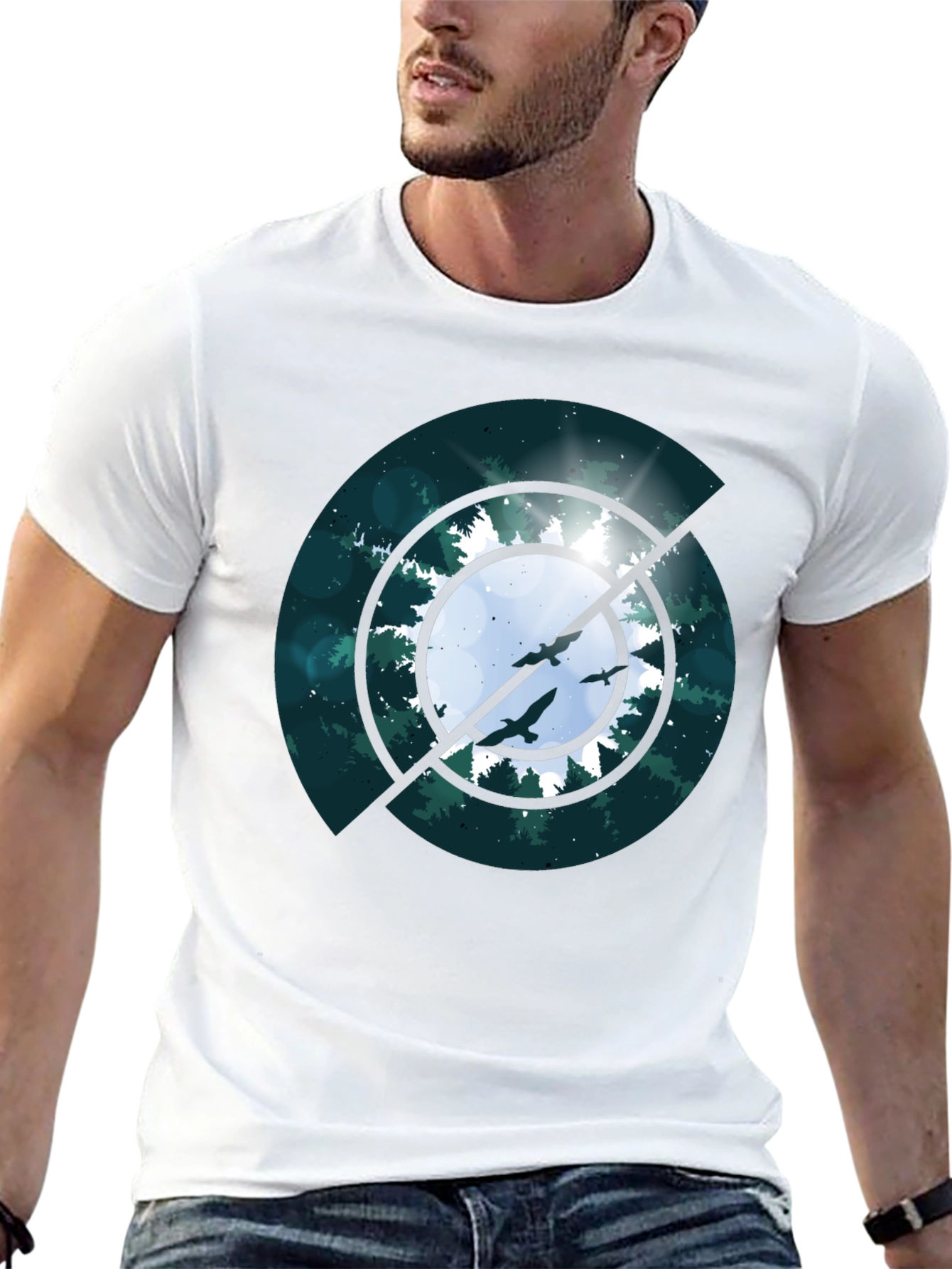 Black Nature Target T-Shirt - Forest Birds Tee view 13