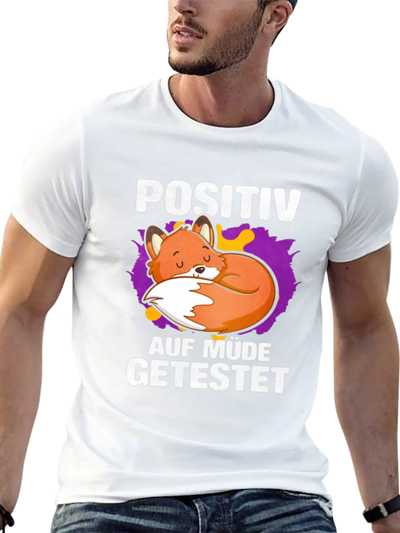 Black Lazy Fox Positiv Auf Mude Getestet T-Shirt view 13