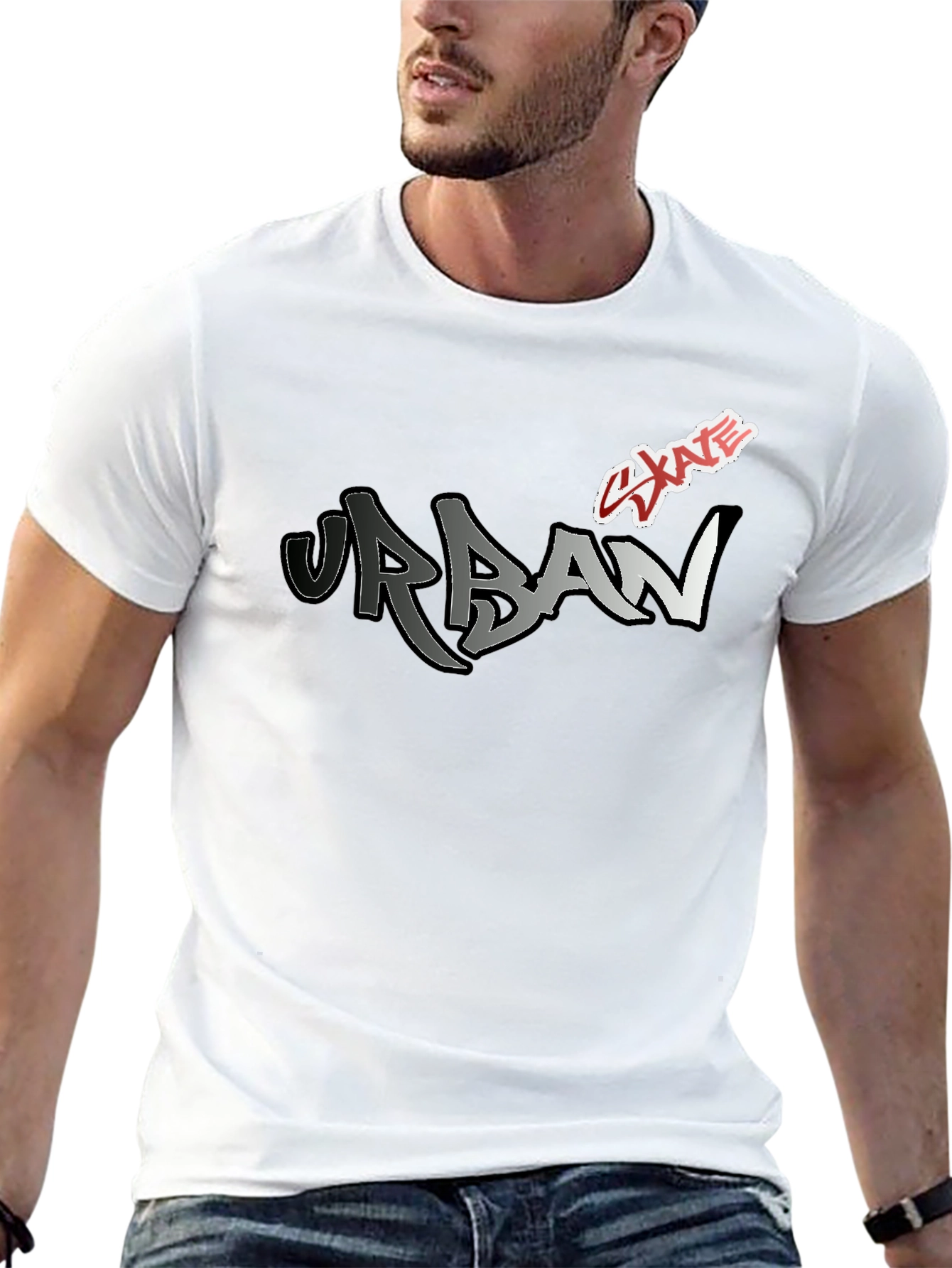Black Urban Skate Graphic Tee - Modern Black T-Shirt view 13