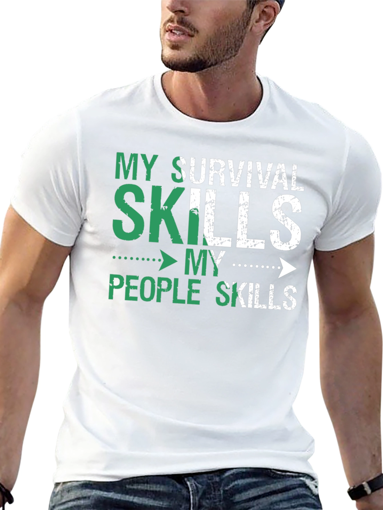 Black Survival Skills T-Shirt - Humorous Graphic Tee view 13
