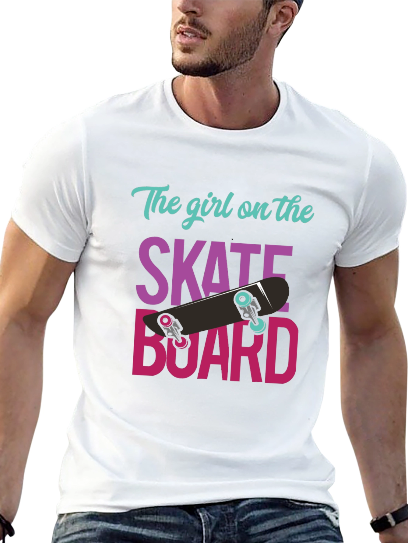 Black Skateboard Girl T-Shirt - Cool Graphic Tee view 13