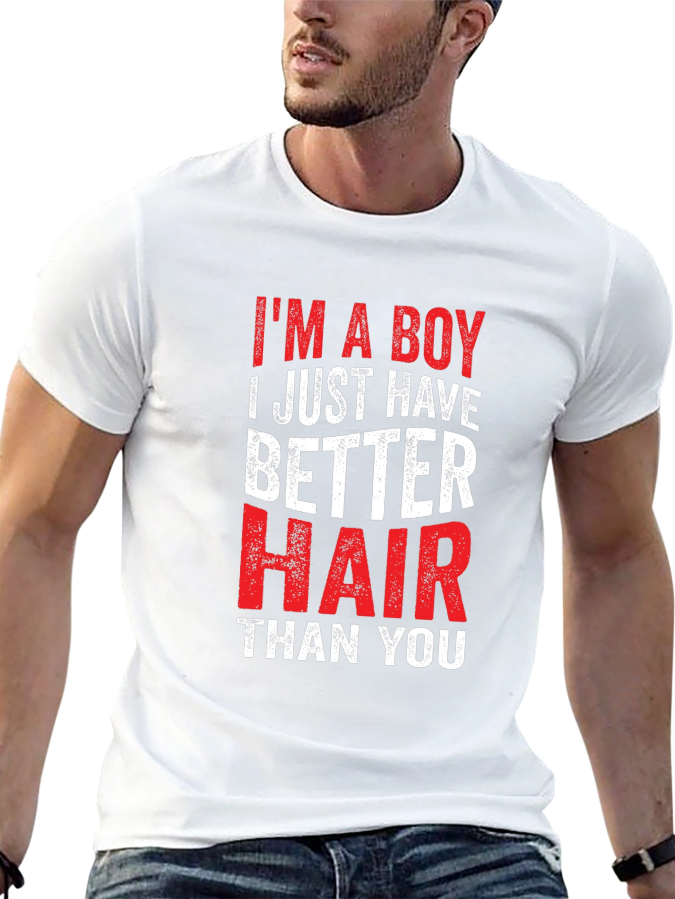 Black I'm A Boy Better Hair T-Shirt view 13