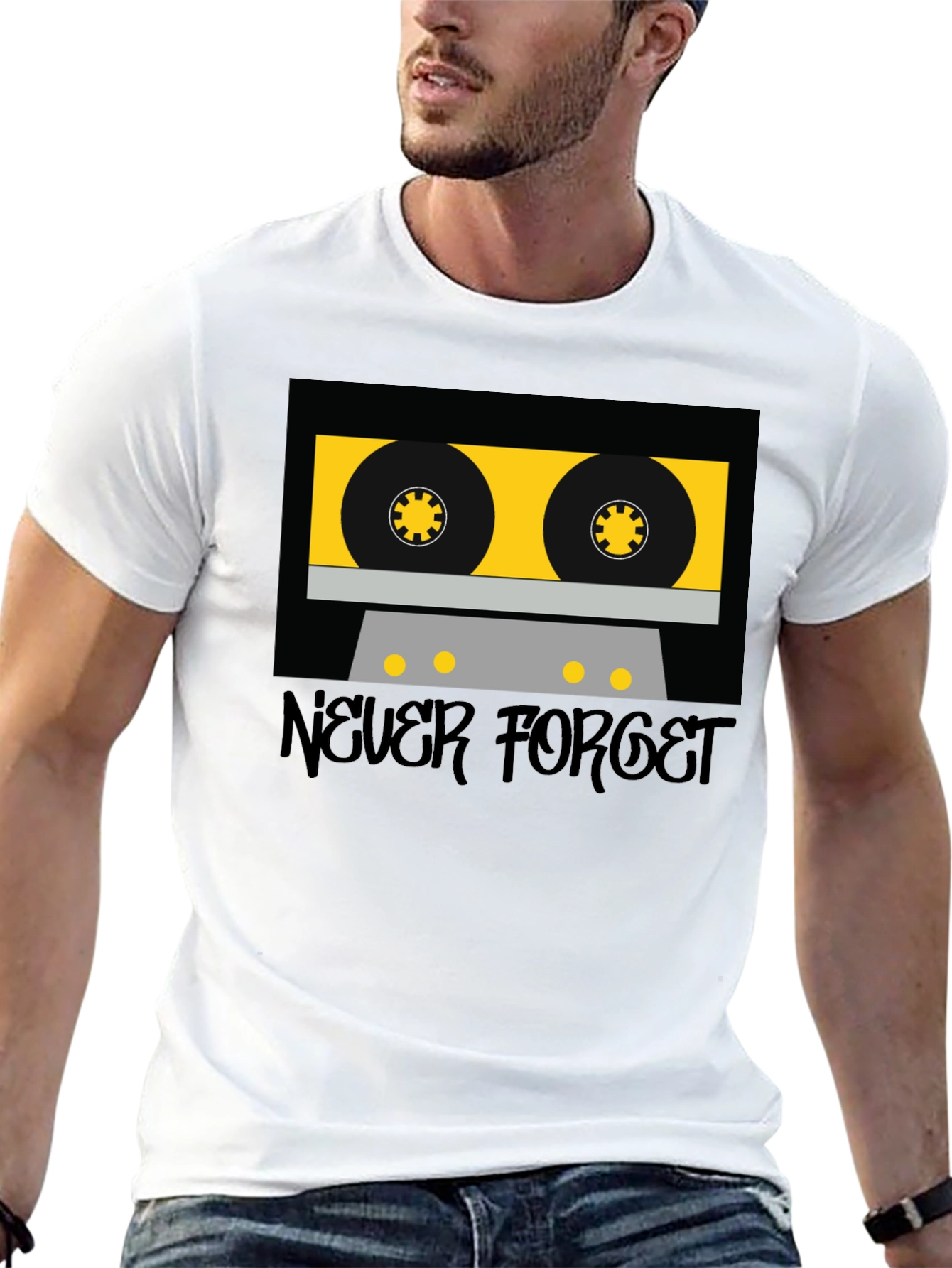 Black Retro Cassette Tape Graphic T-Shirt - Never Forget view 13