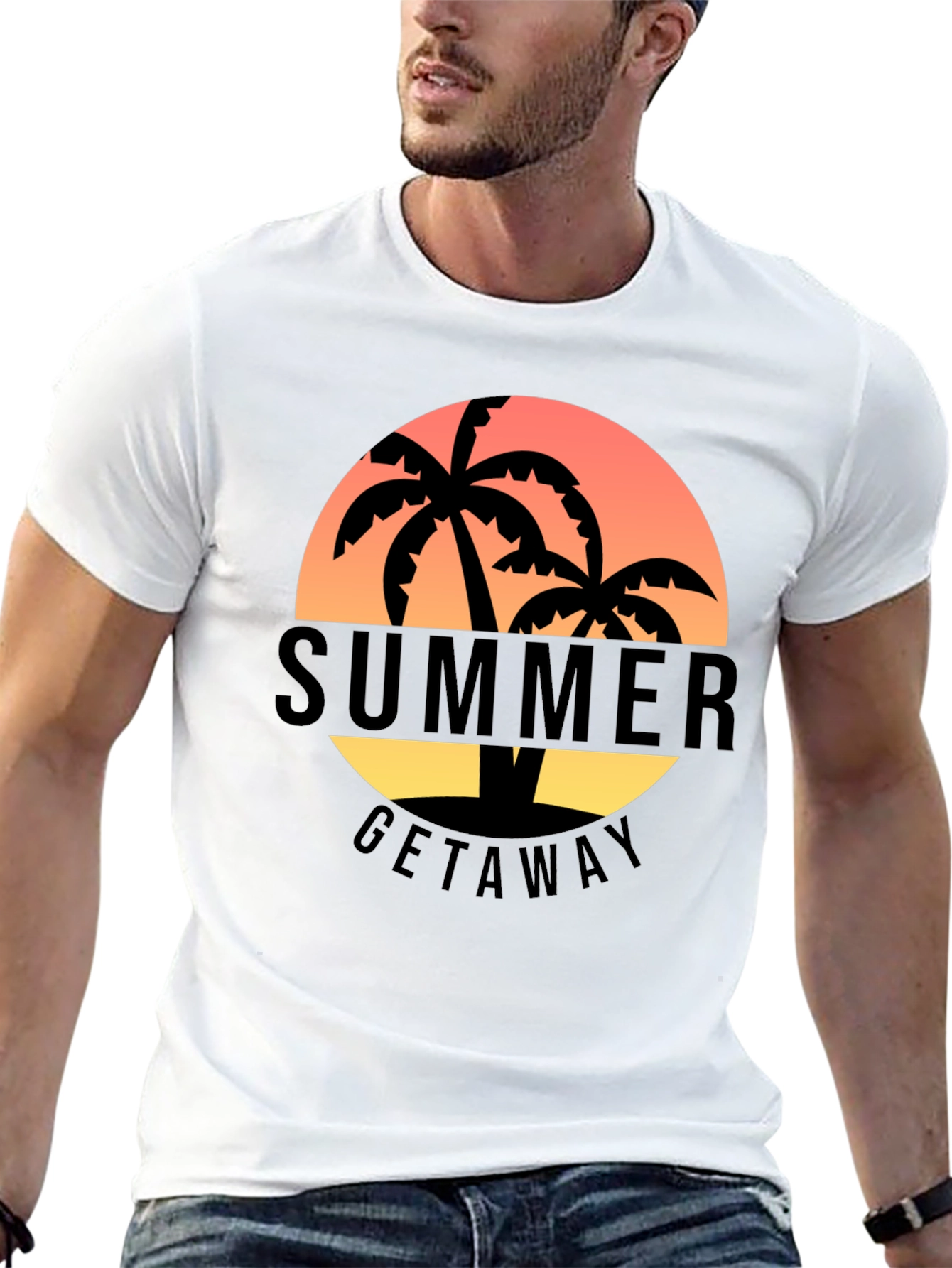 Black Summer Getaway Palm Tree Graphic T-Shirt view 13