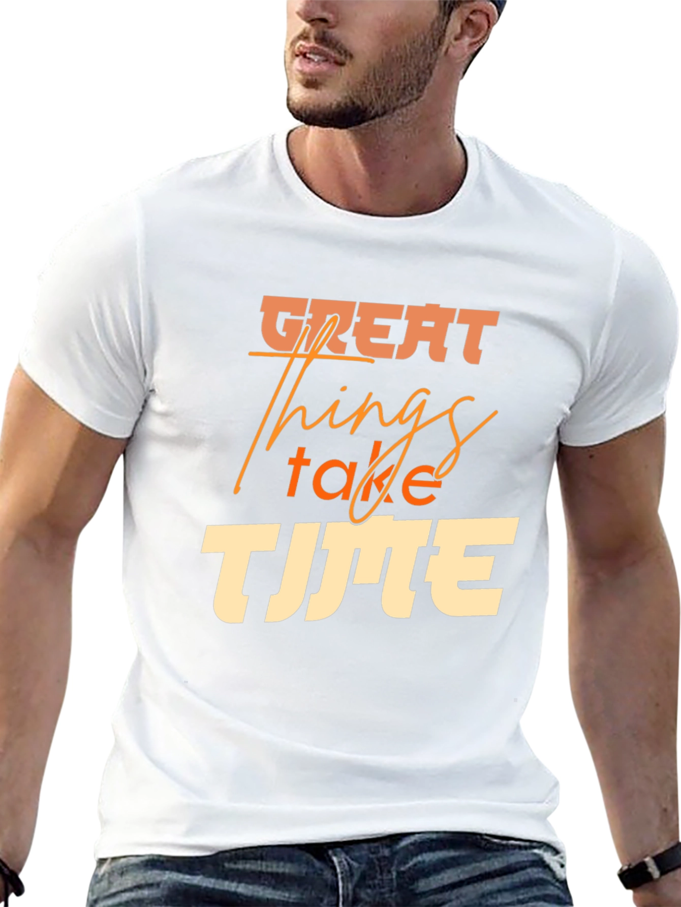 Black Great Things Take Time Black Graphic Tee view 13