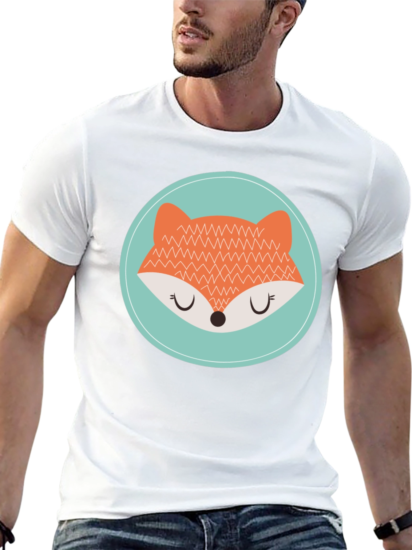 Black Cute Fox Graphic Tee - Unisex Black T-Shirt view 13